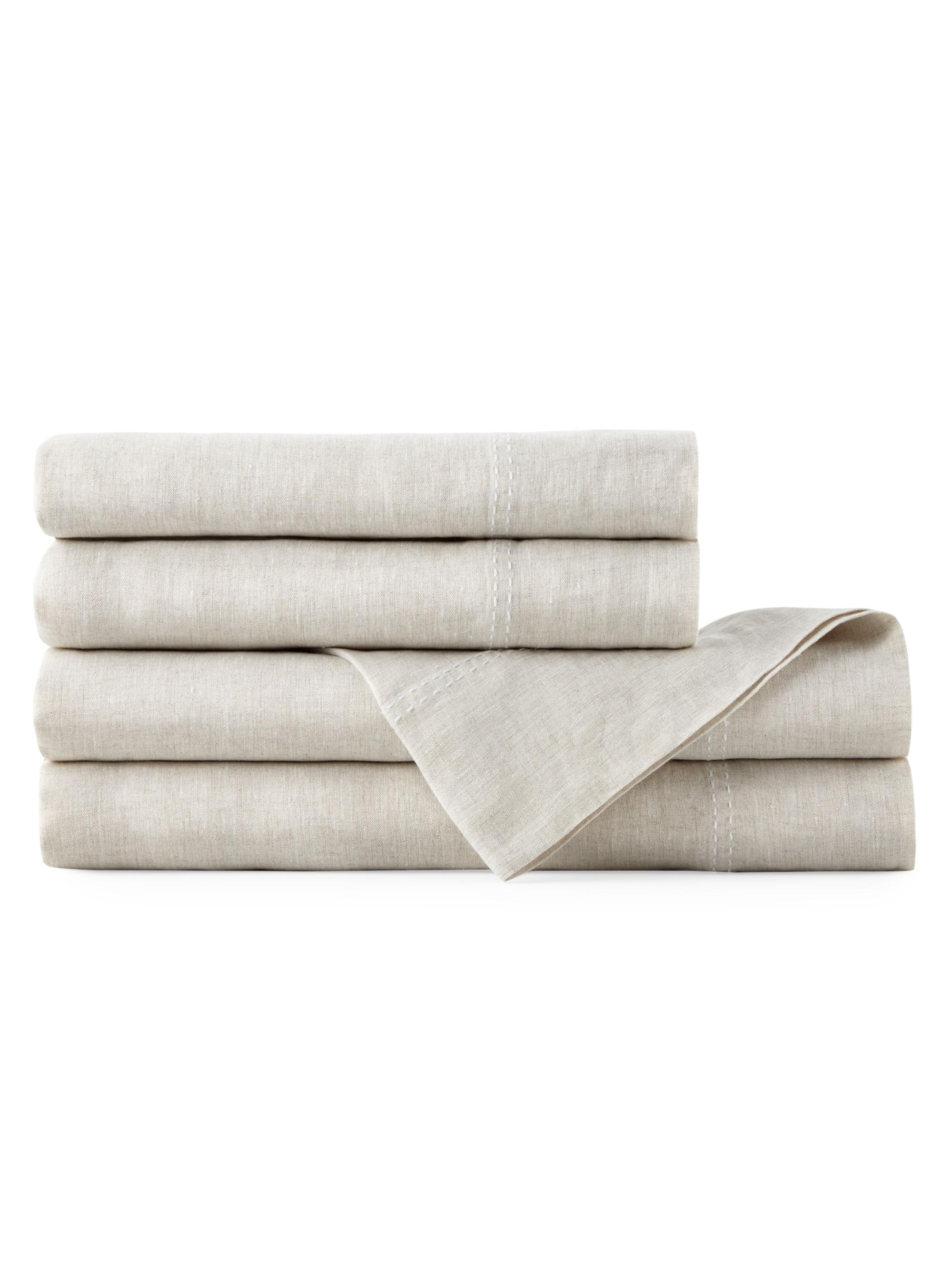Peacock Alley European Washed Linen Sheet Collection - Natural Standard