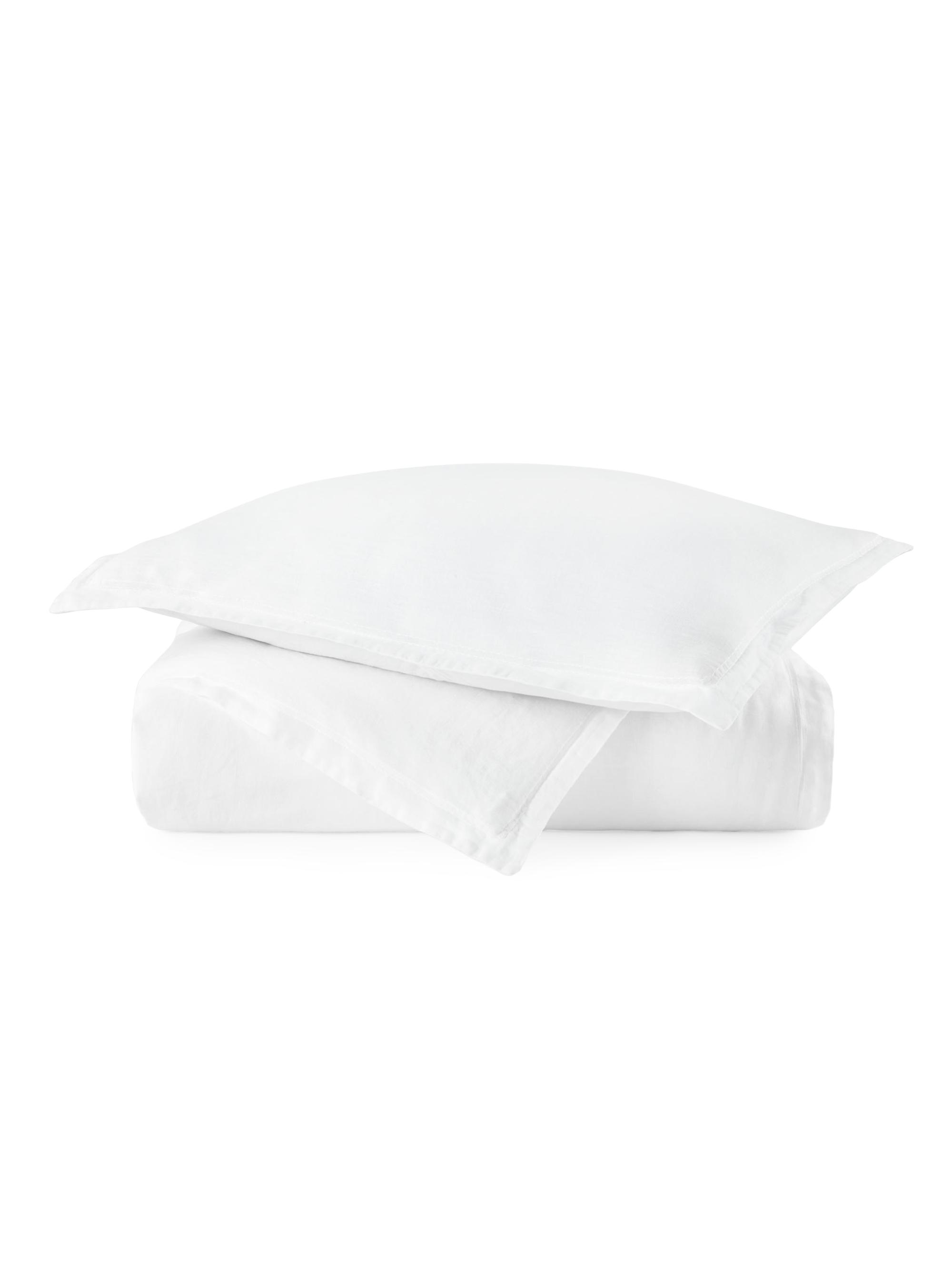 Peacock Alley European Washed Linen Duvet Cover & Sham Collection - White Queen