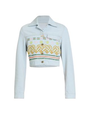 Casablanca logo-monogram cropped jacket - White