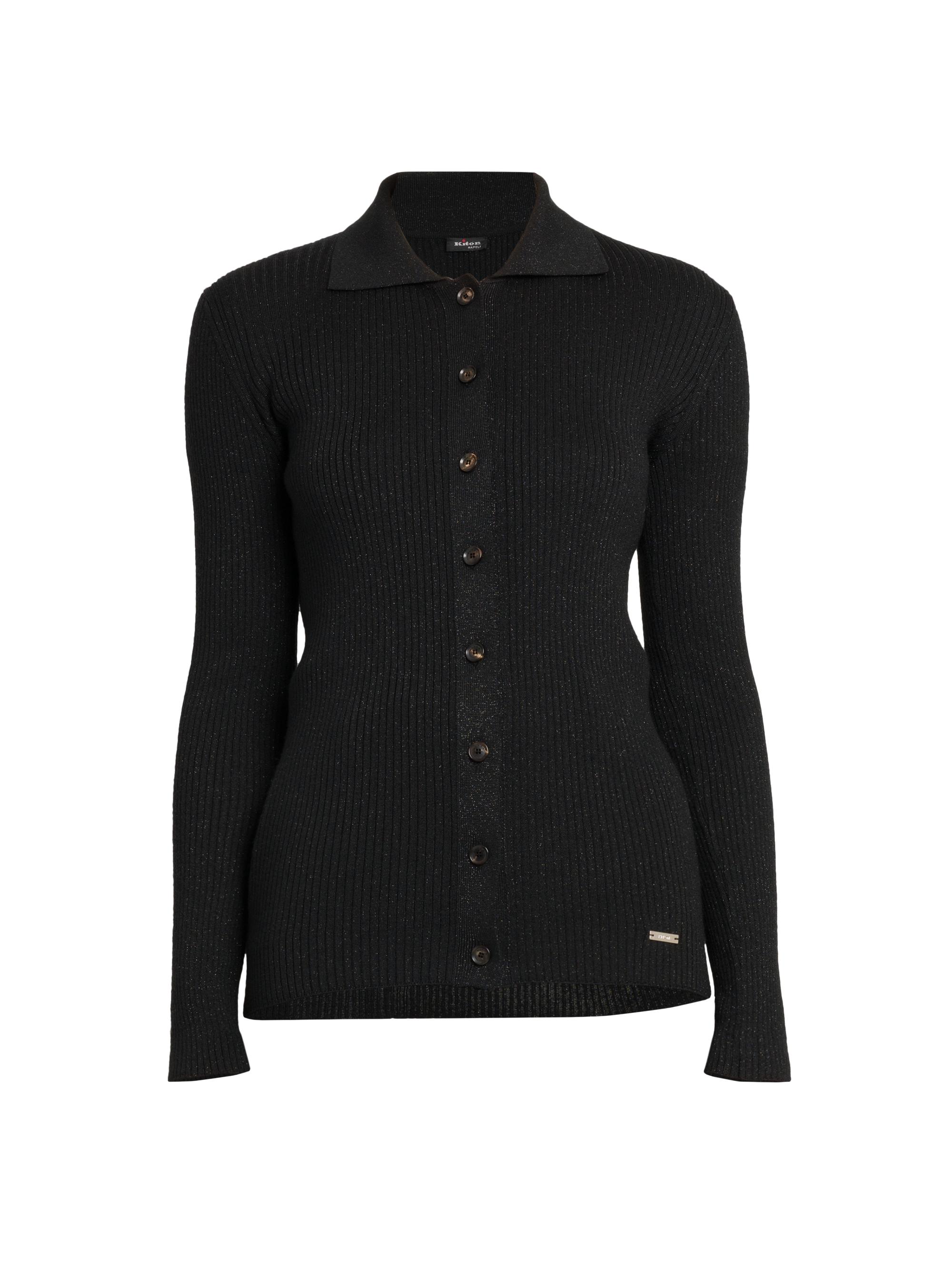 Kiton Women's Rib-Knit Wool-Blend Cardigan - Black