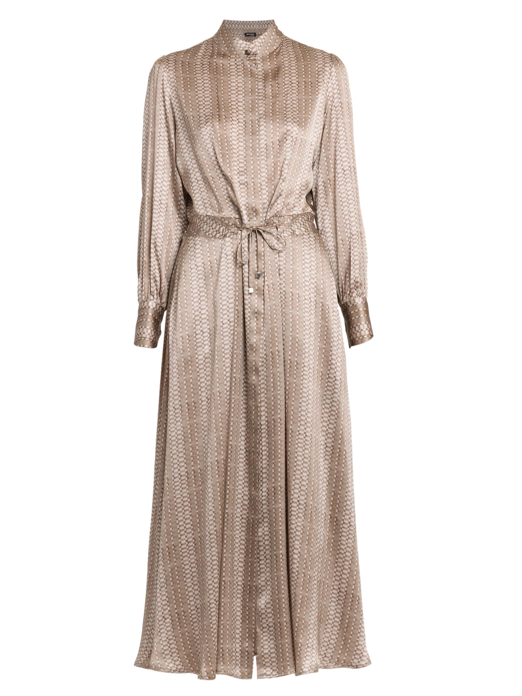 Kiton Women's Geometric Silk Maxi Shirtdress - Beige