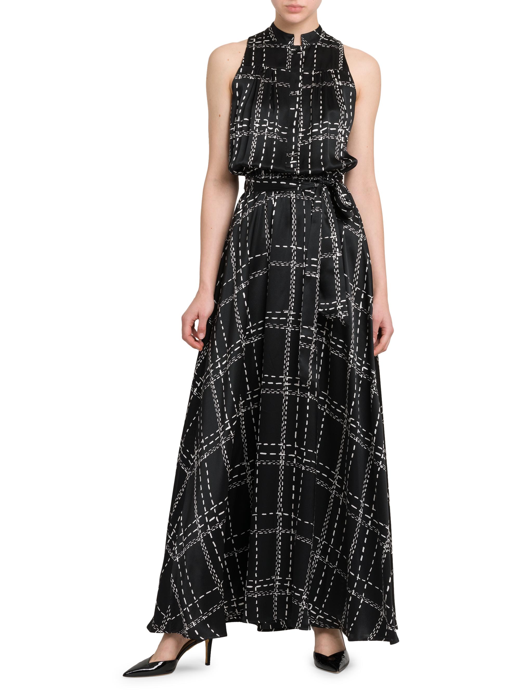 Kiton Geometric Silk Sleeveless Belted Maxi Dress | Saks Fifth Avenue