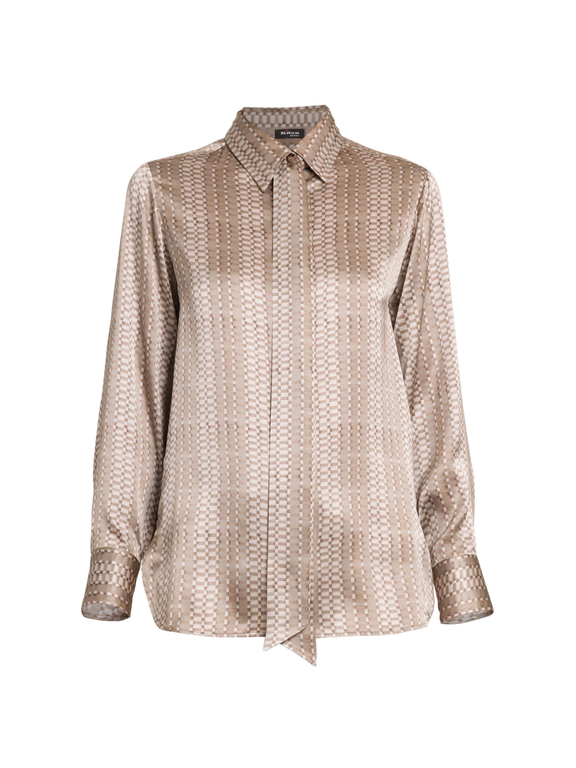 Kiton Women's Printed Silk Tie Shirt - Beige