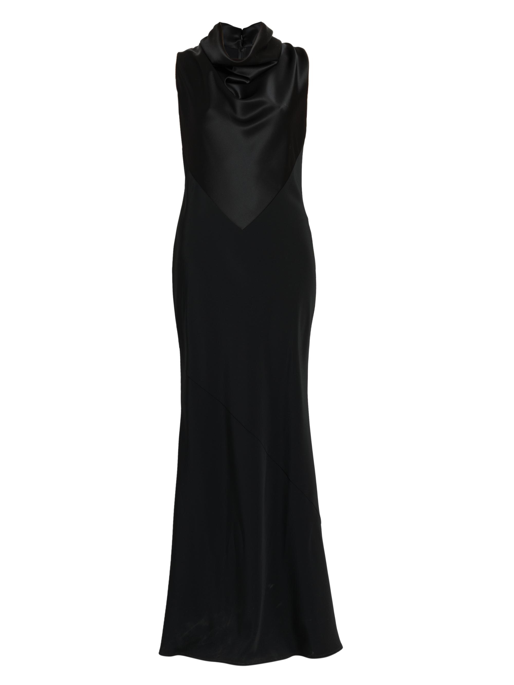 Kiton Women's Satin Cowlneck Sleeveless Gown - Black