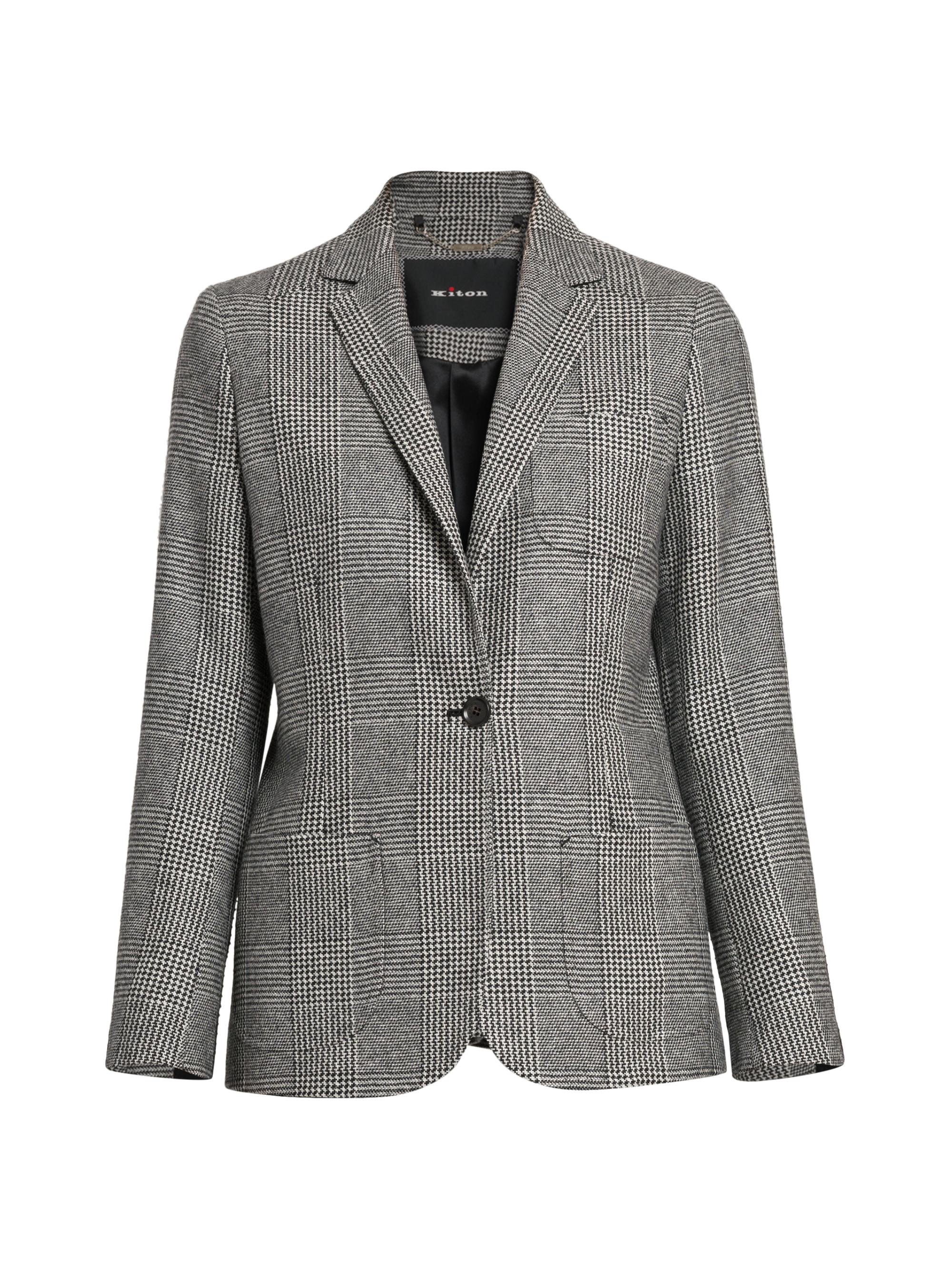 Kiton Women's Glen-Check Cashmere Blazer - Black