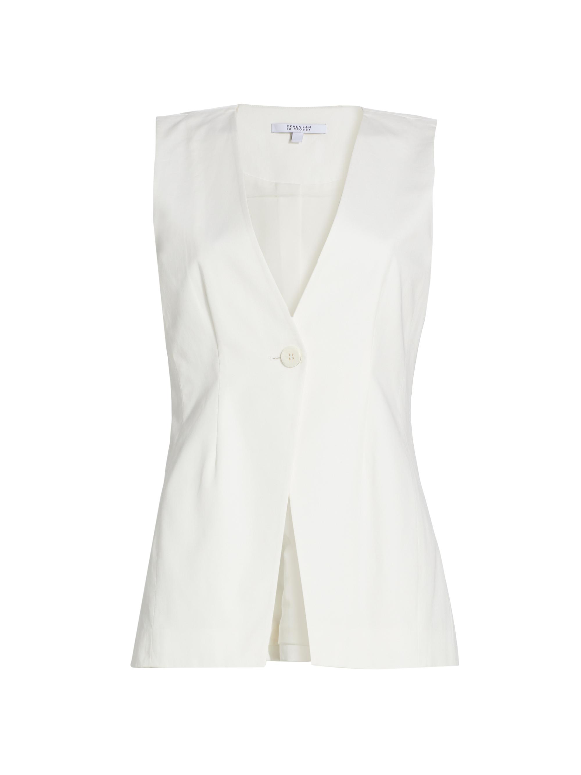 Derek Lam 10 Crosby Women's Francesca Cotton-Blend Vest Top - Blanc De Blanc