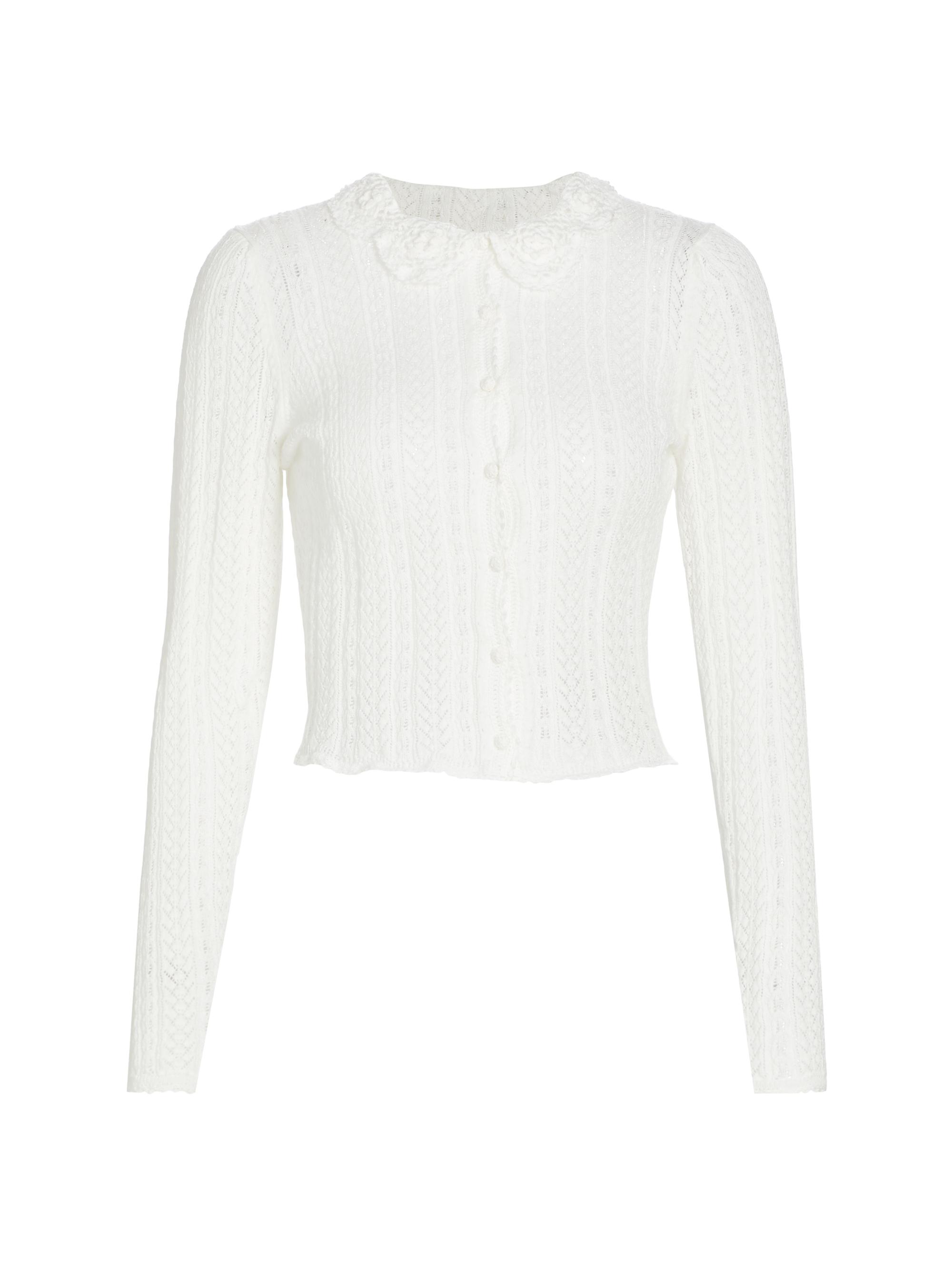 DÔEN Women's Martina Crochet Collar Cardigan - Pale Lily