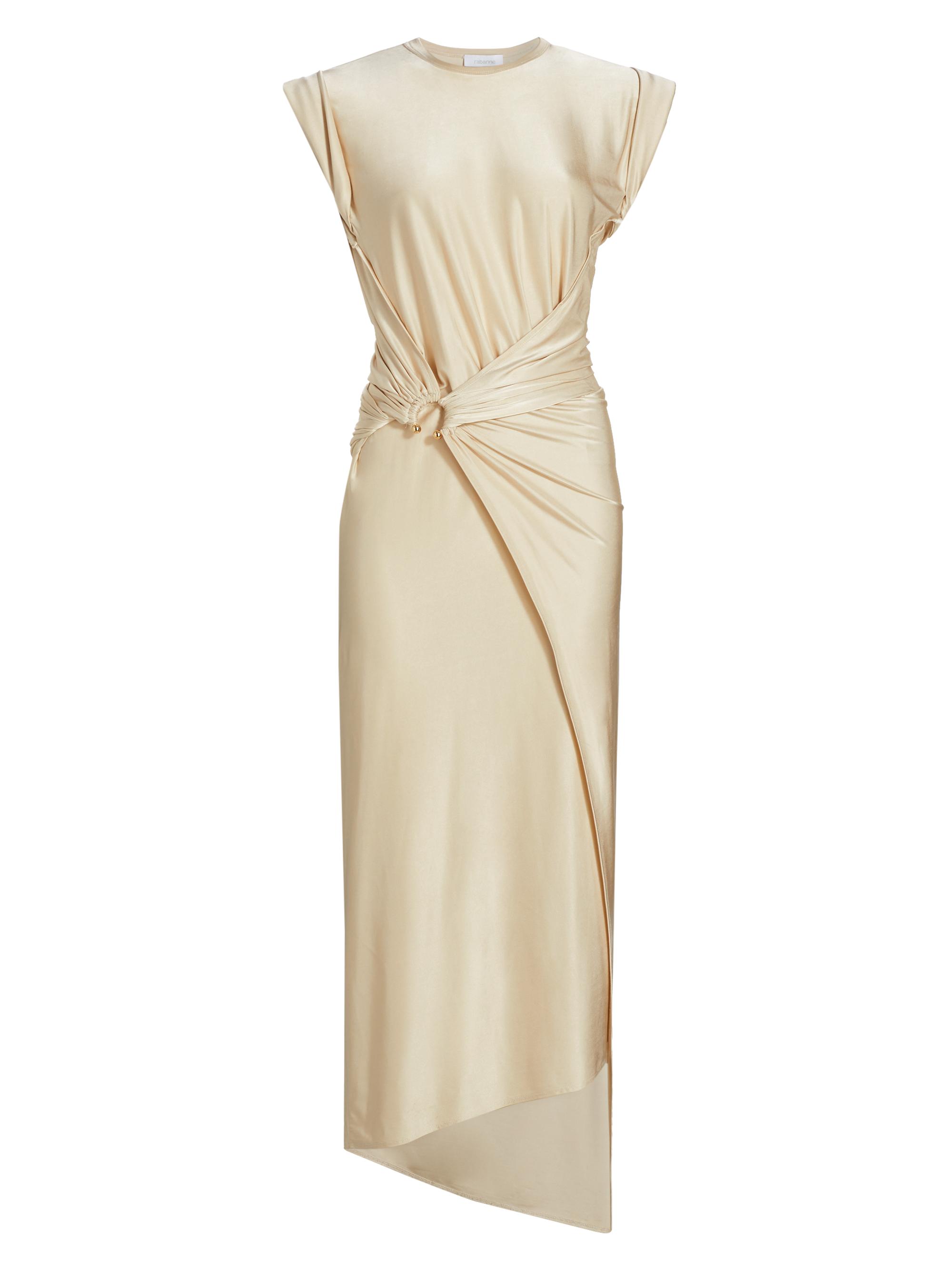 Rabanne Women's Cross Draped Hardware Midi-Dress - Beige