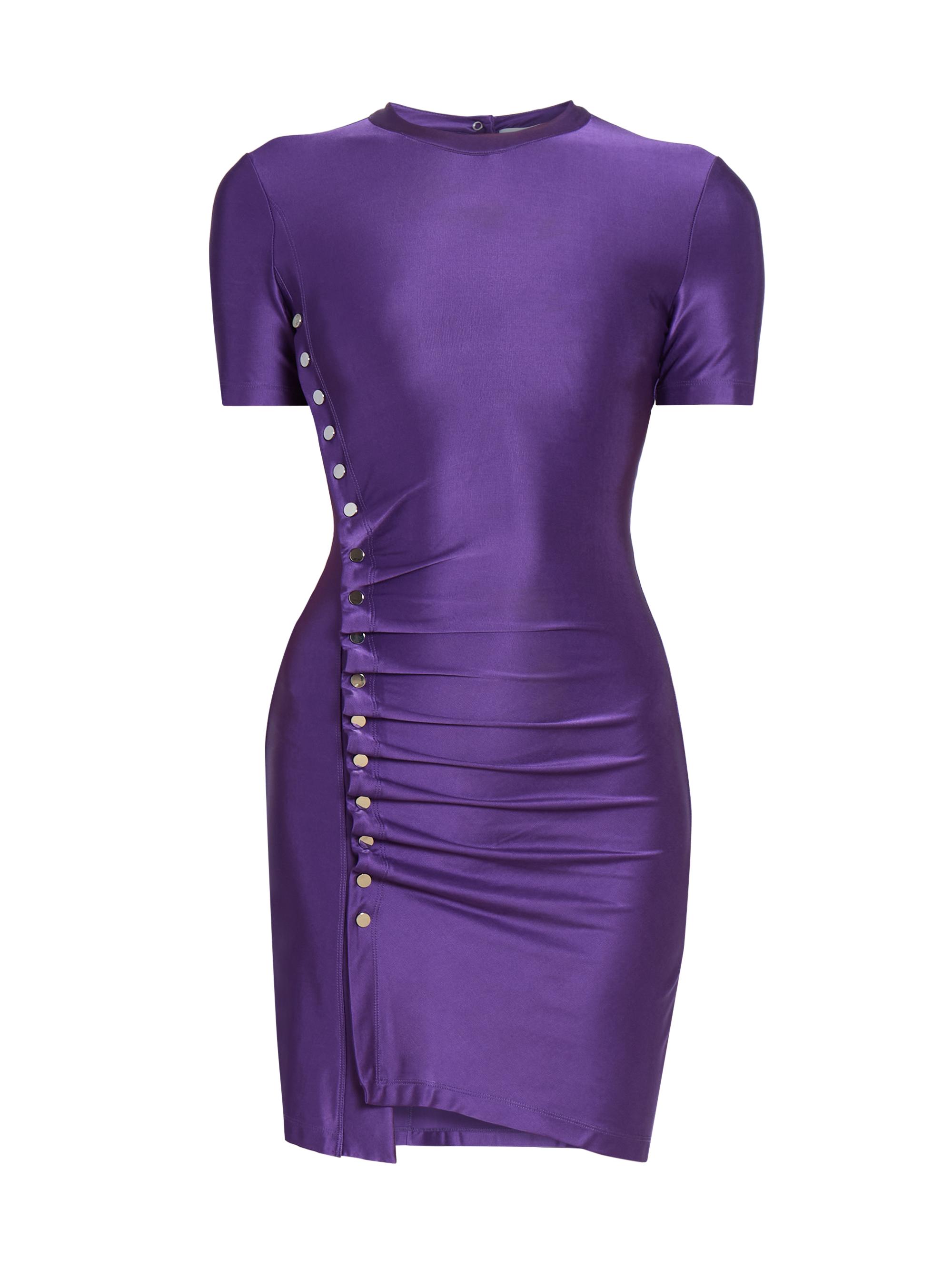 Rabanne Women's Jersey Button-Detailed Minidress - Violet