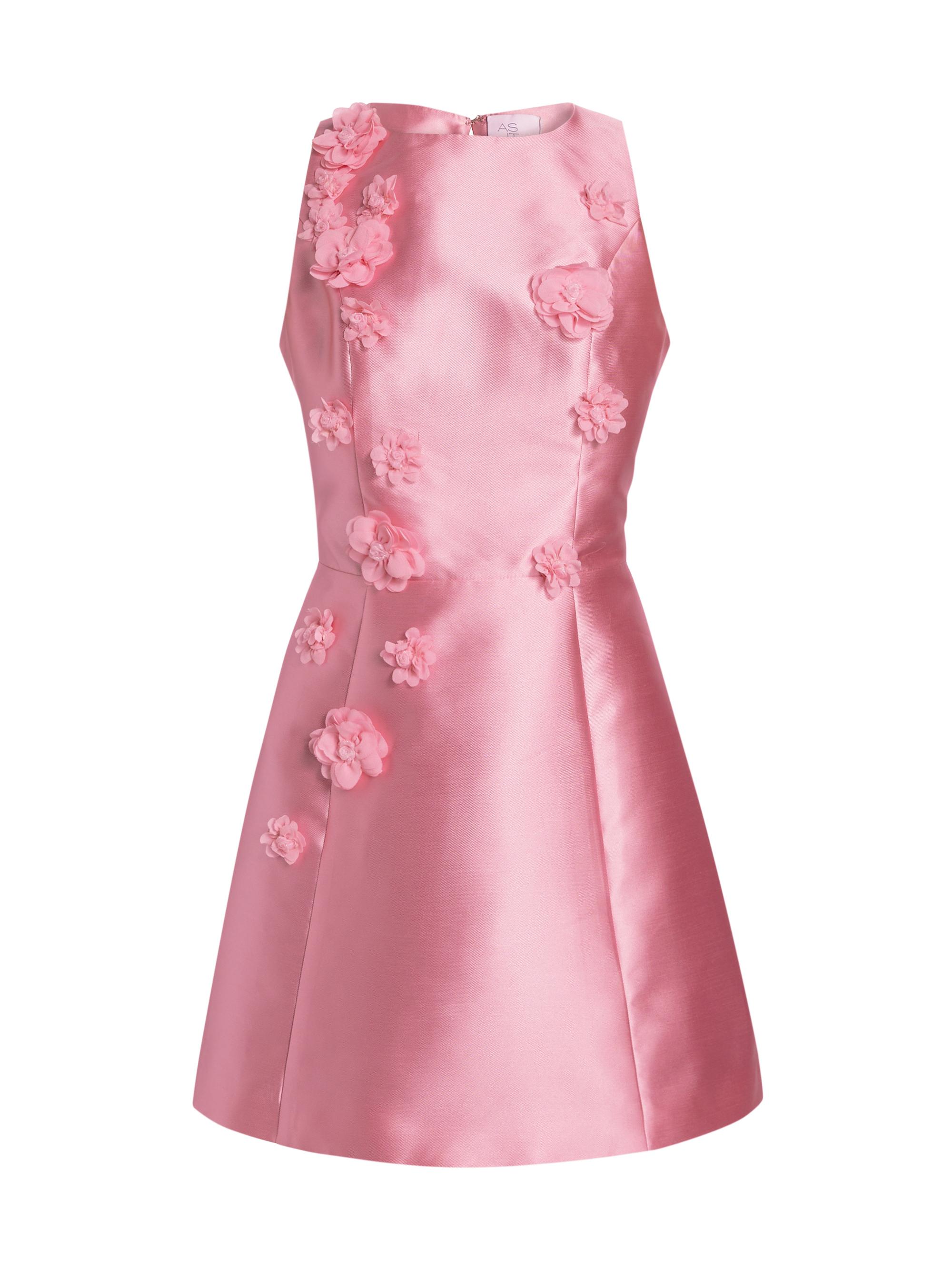 As It May Women's Aveline Satin Floral Appliqué Minidress - Light Pink