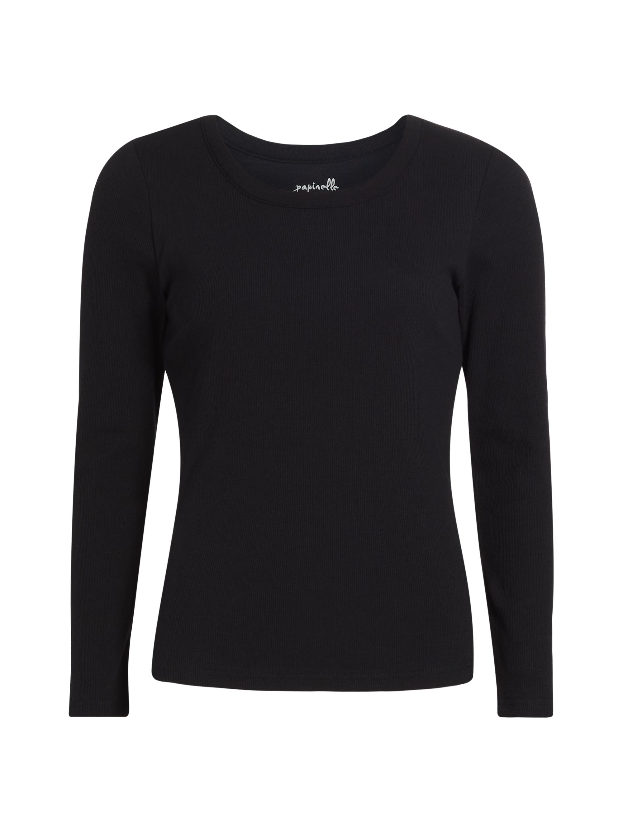 Papinelle Women's Milla Rib-Knit Pullover Top - Black