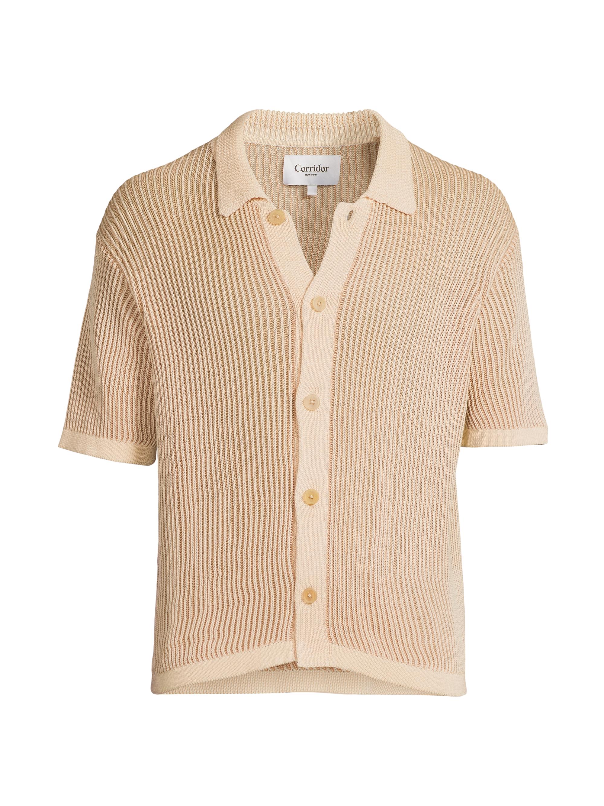 Corridor Men's Plated Rib-Knit Shirt - Natural