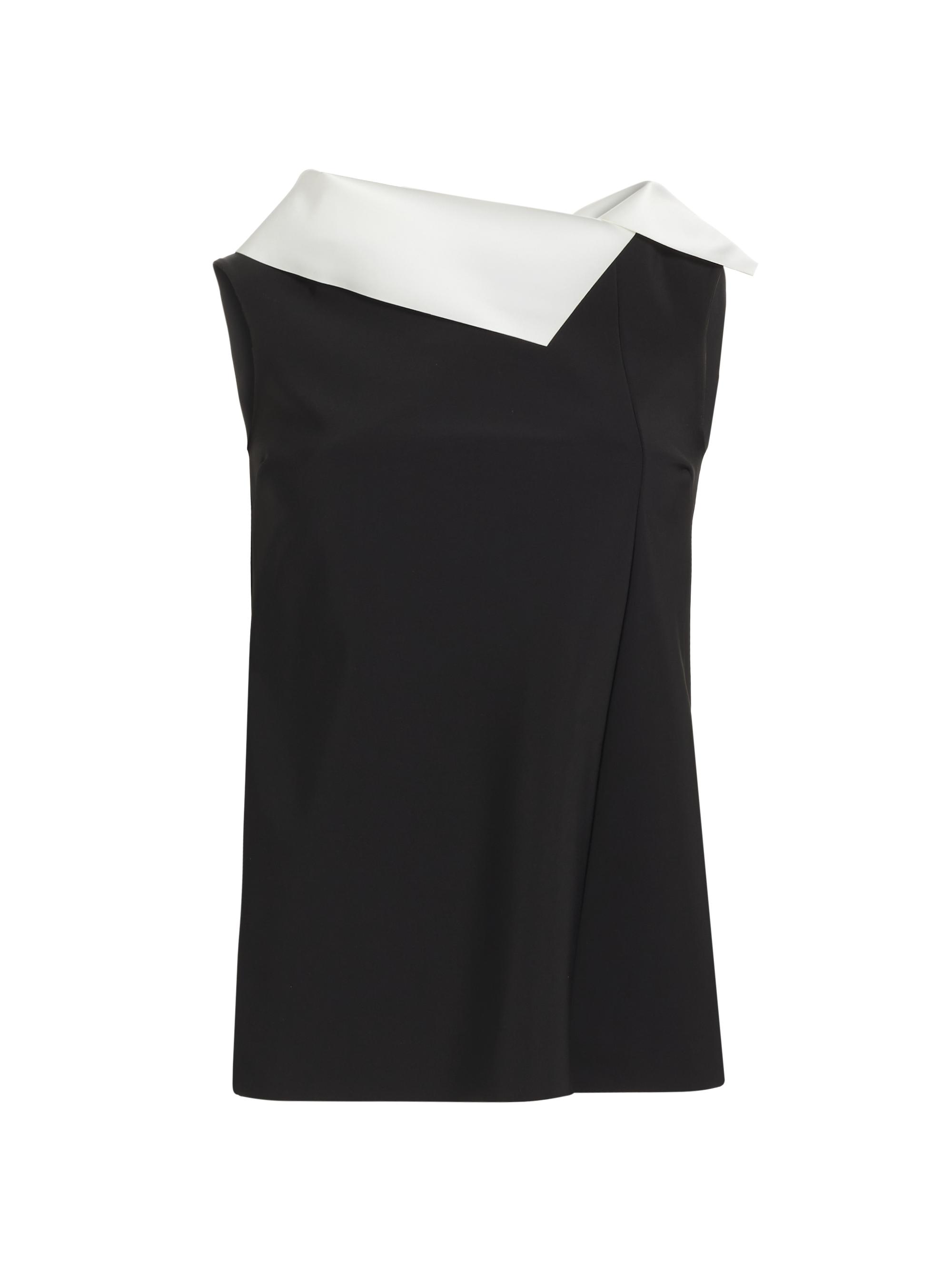 Chiara Boni La Petite Robe Women's Xiay Ra Bic Top - Black And White Satin Collar