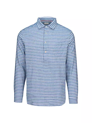 Scario Linen-Blend Striped Polo Shirt