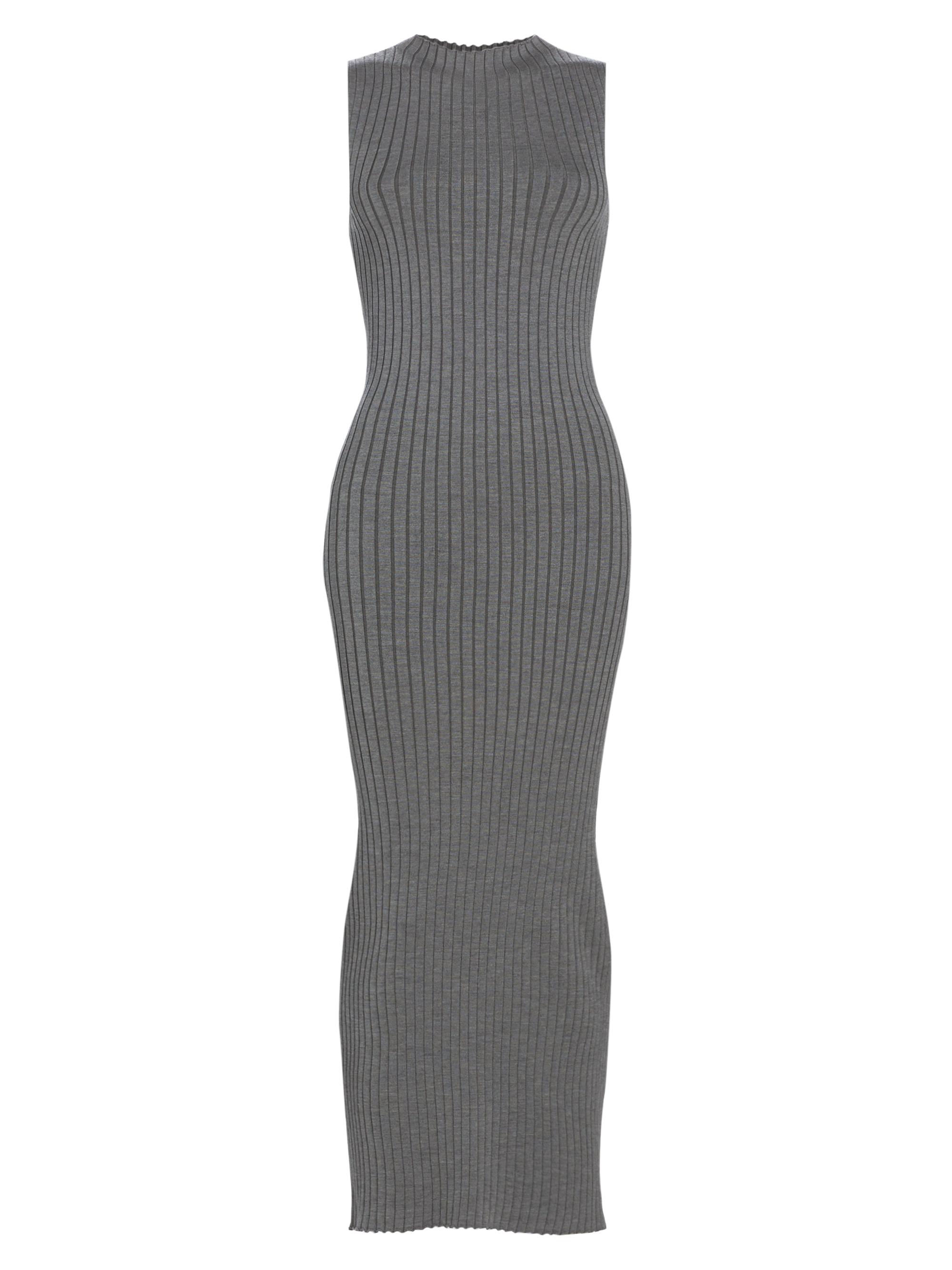 Armarium Women's Rose Ribbed Silk-Blend Midi-Dress - Grey
