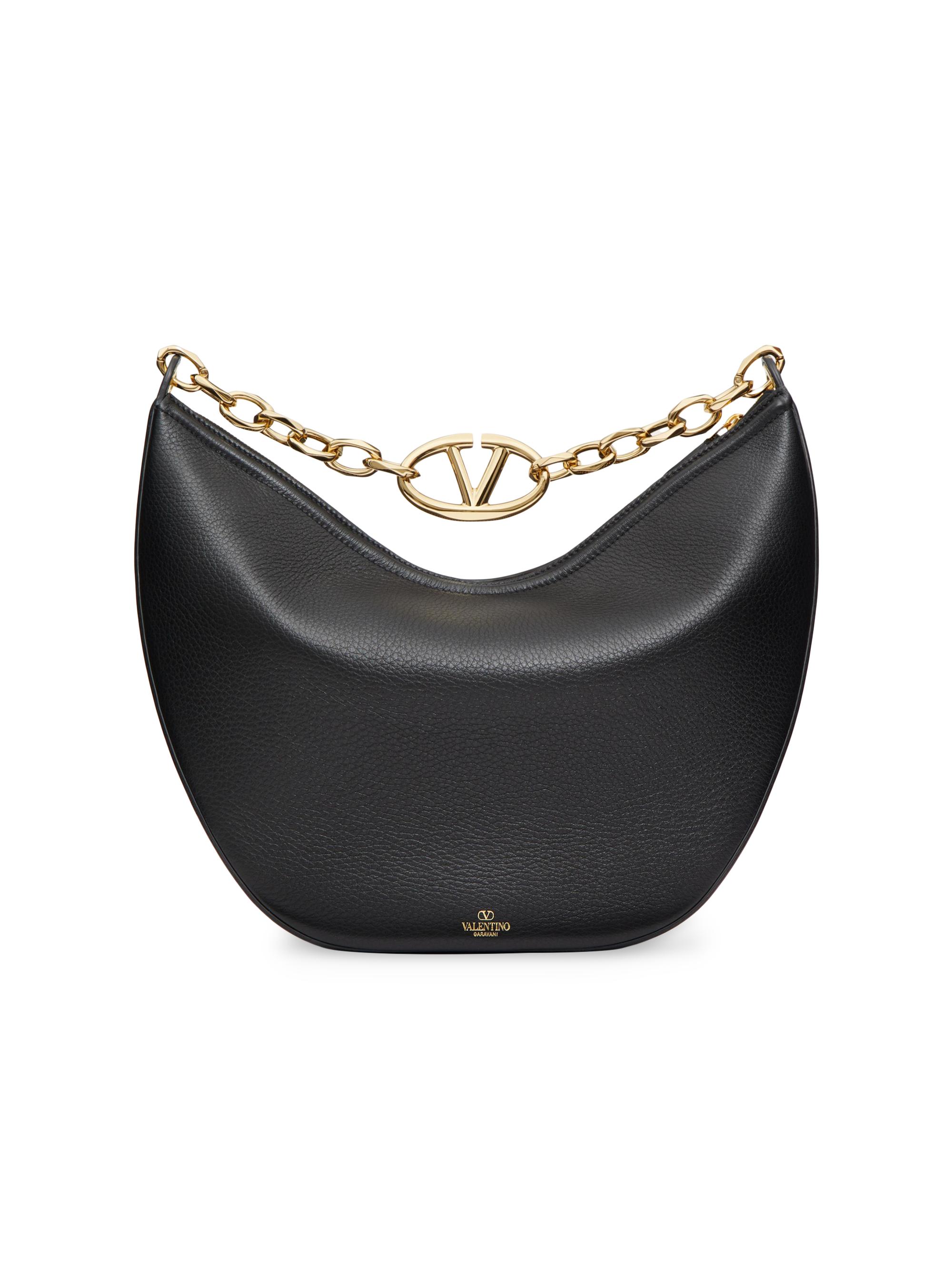 Valentino Garavani VLogo Moon Medium Grainy Calfskin Hobo Bag with