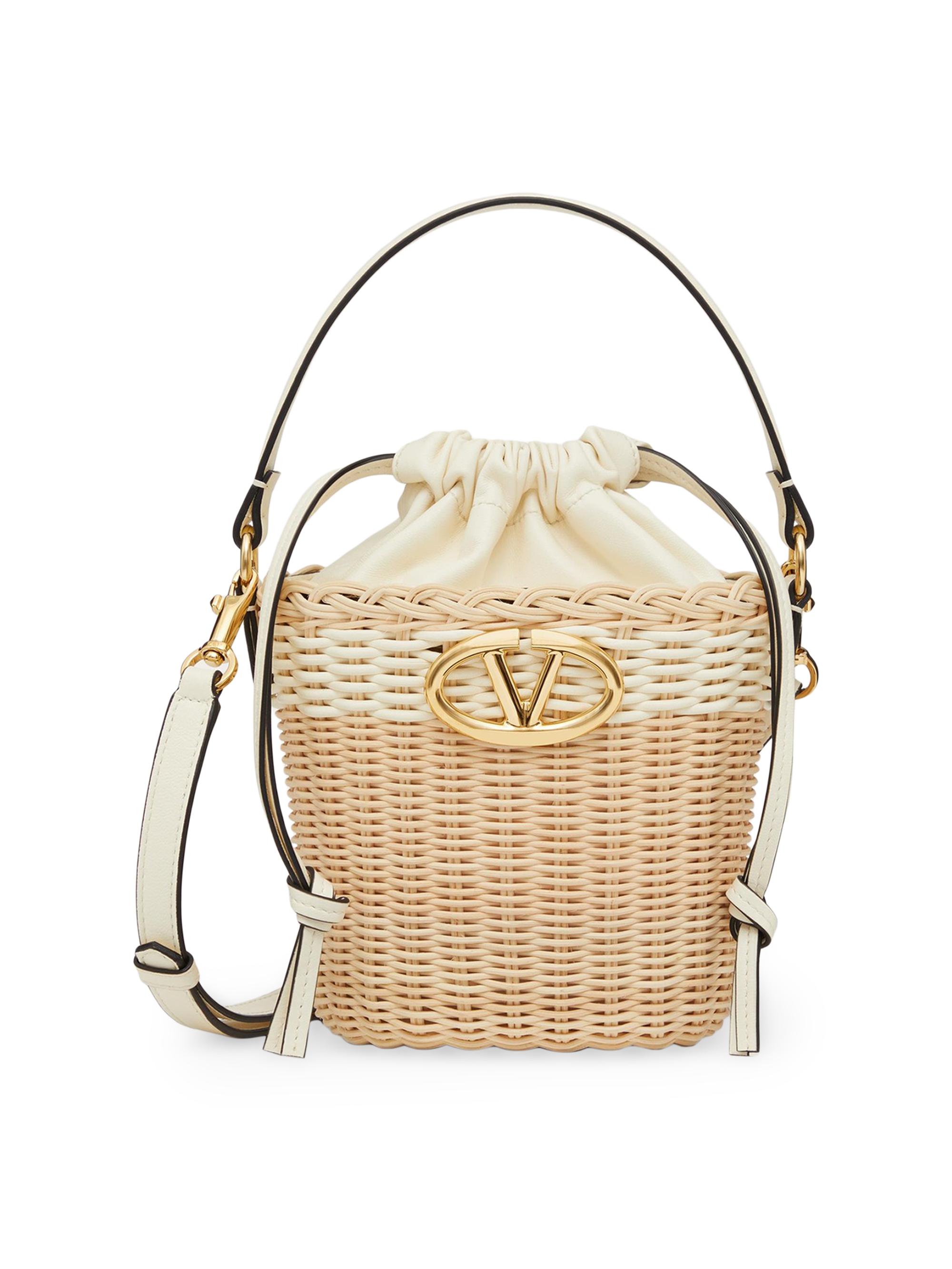 Valentino Garavani Women's Vlogo Signature Wicker Bucket Bag - Natural