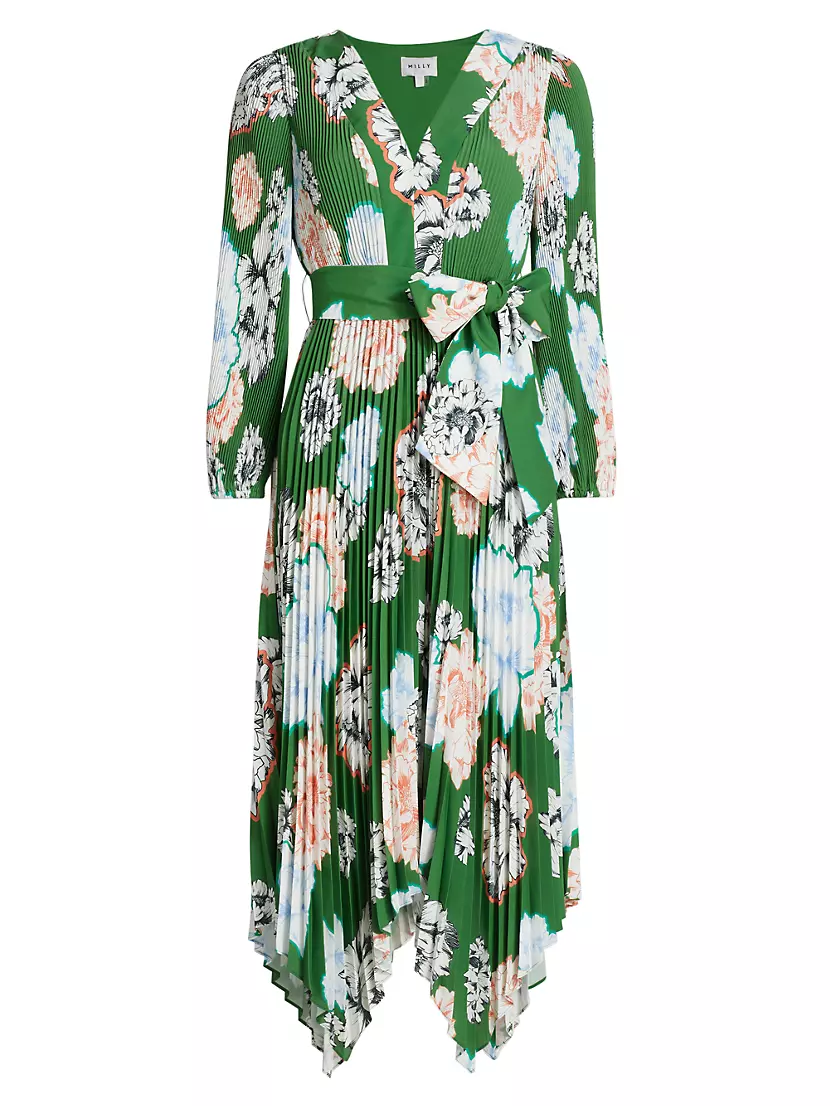 Shop Milly Liora Floral Pleated Midi-Dress | Saks Fifth Avenue