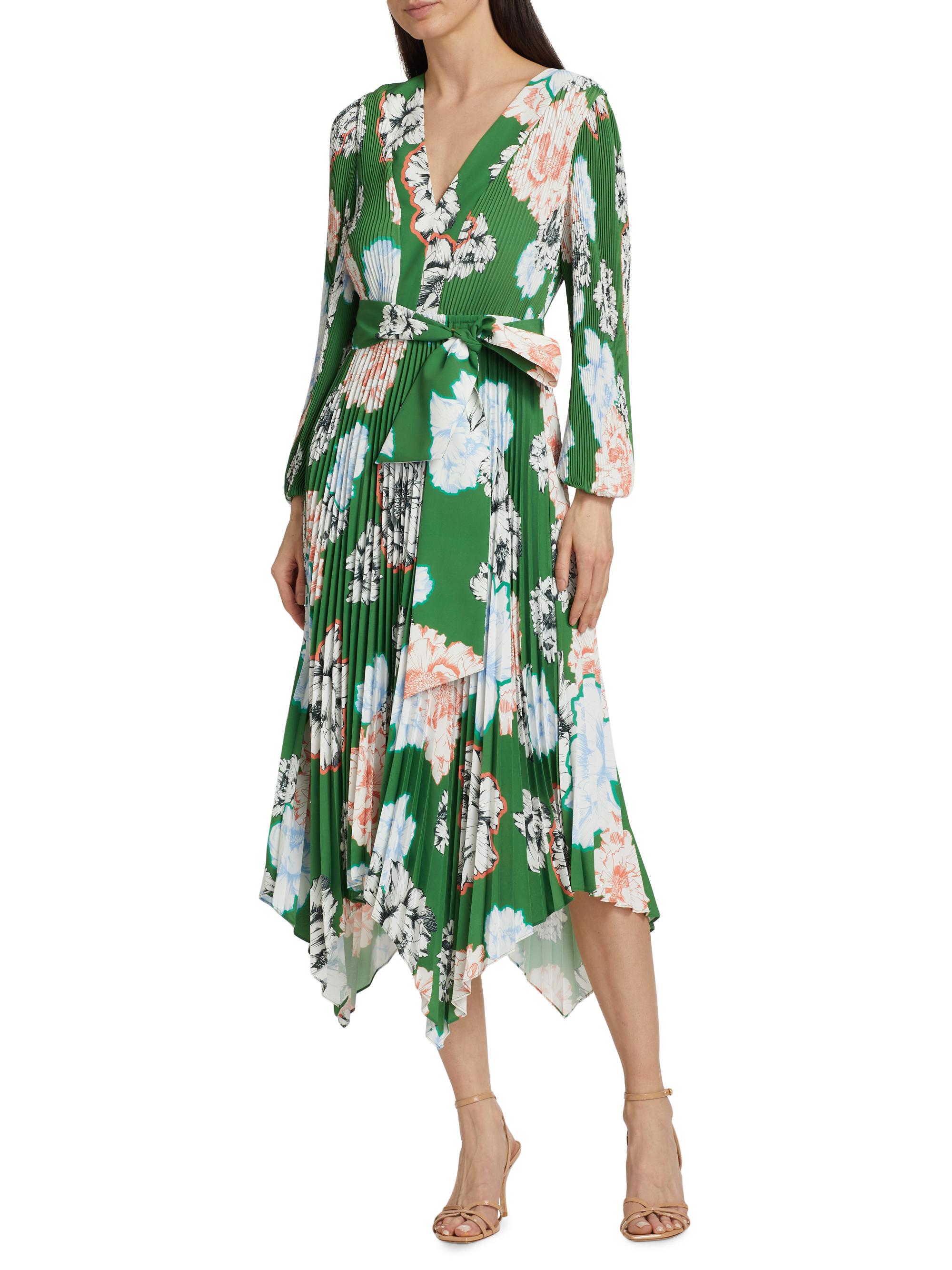 green emerald velvet dress Maeve Pleated Midi Dress: Floral Midi Dress, Sundress, Plisse Dress, Blue  Midi, Green Midi, Summer Dress