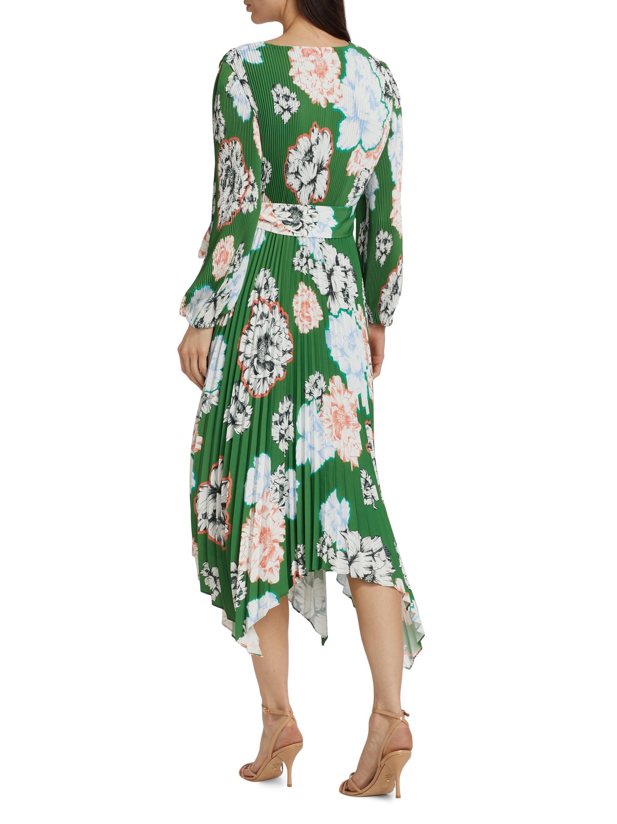 Milly Liora Floral Pleated Midi-Dress | Saks Fifth Avenue