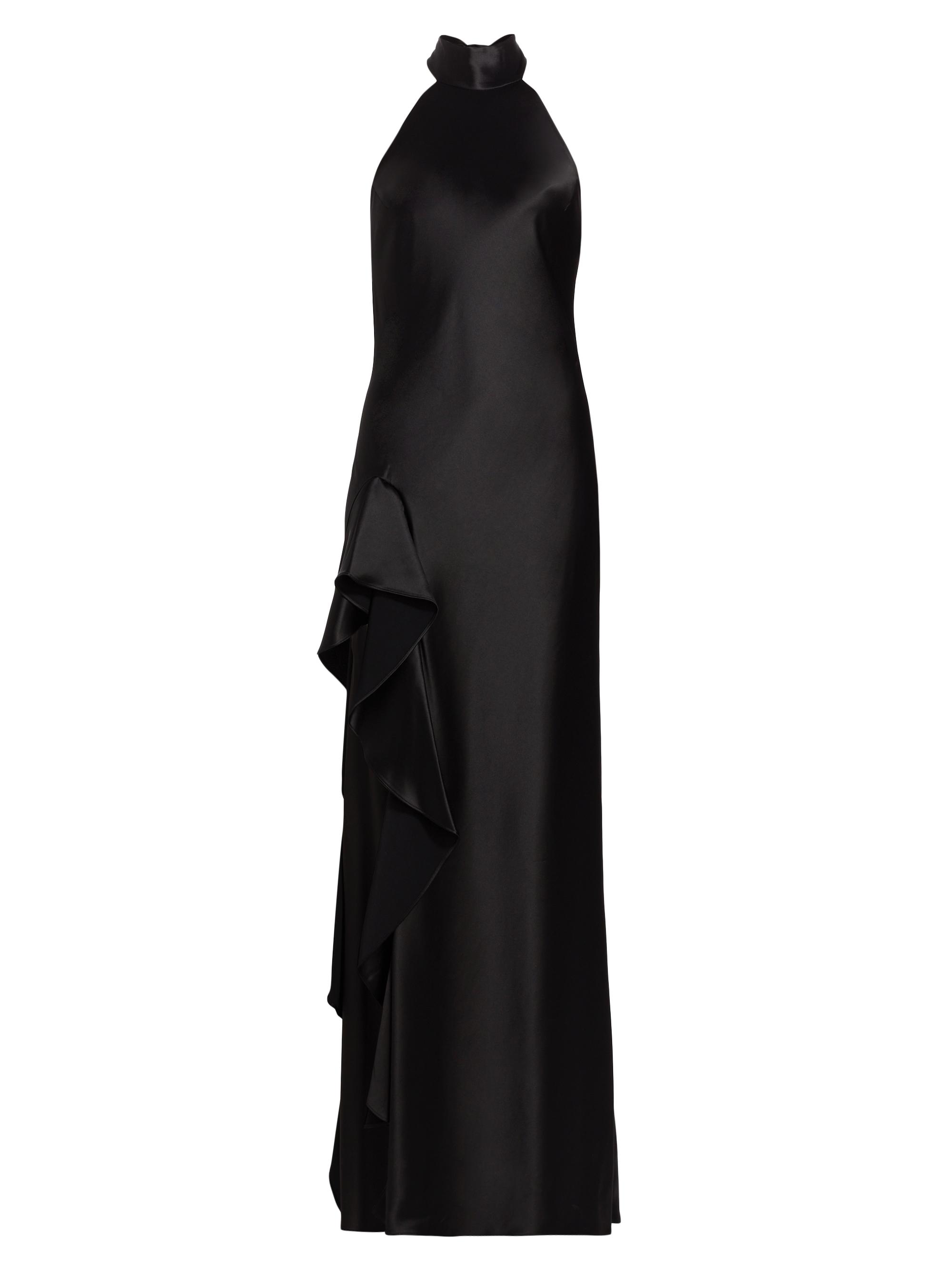 Milly Women's Roux Hammered Satin Halterneck Gown - Black