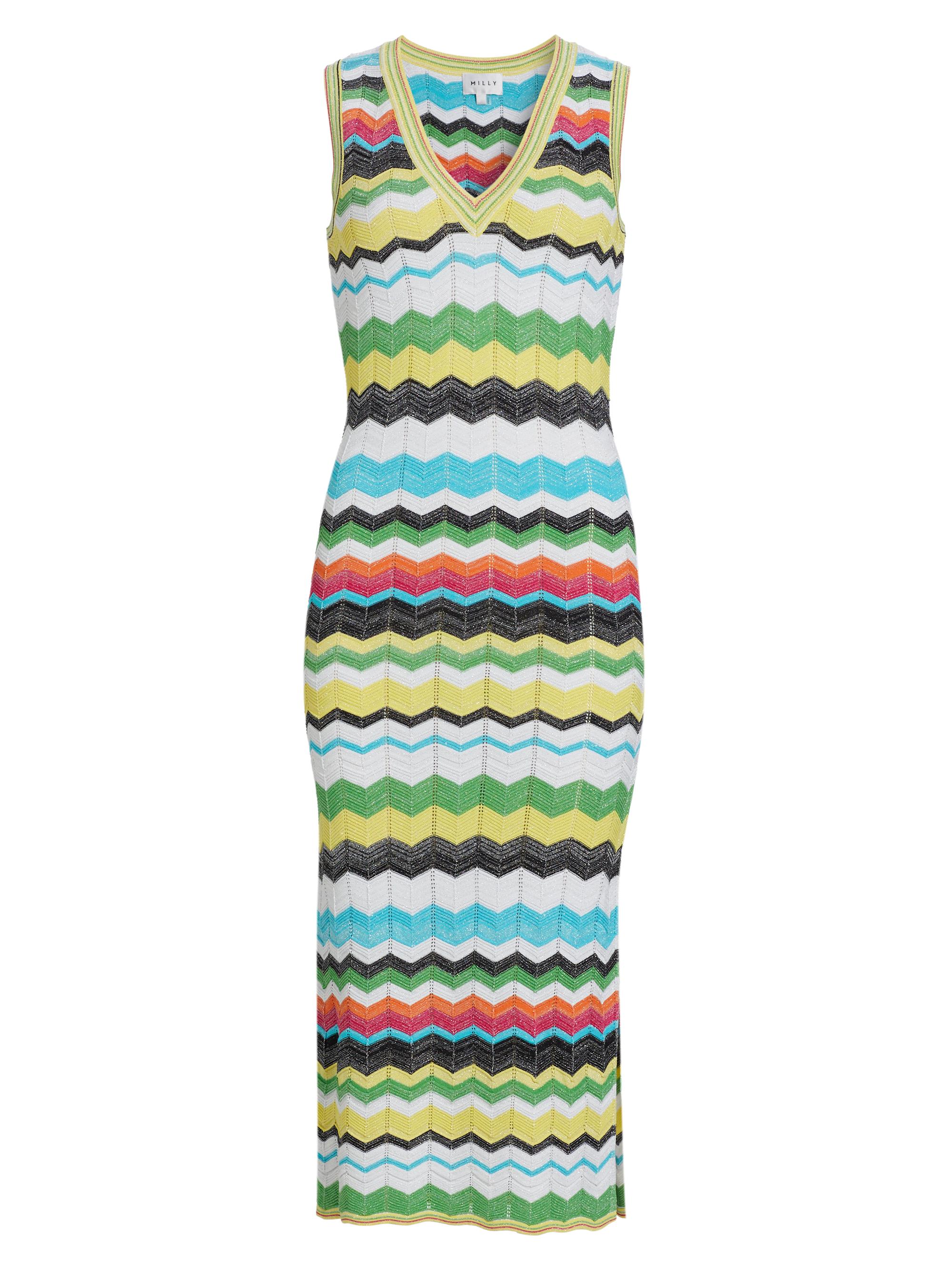 Milly Women's Zigzag Knit Midi-Dress - Yellow Multi