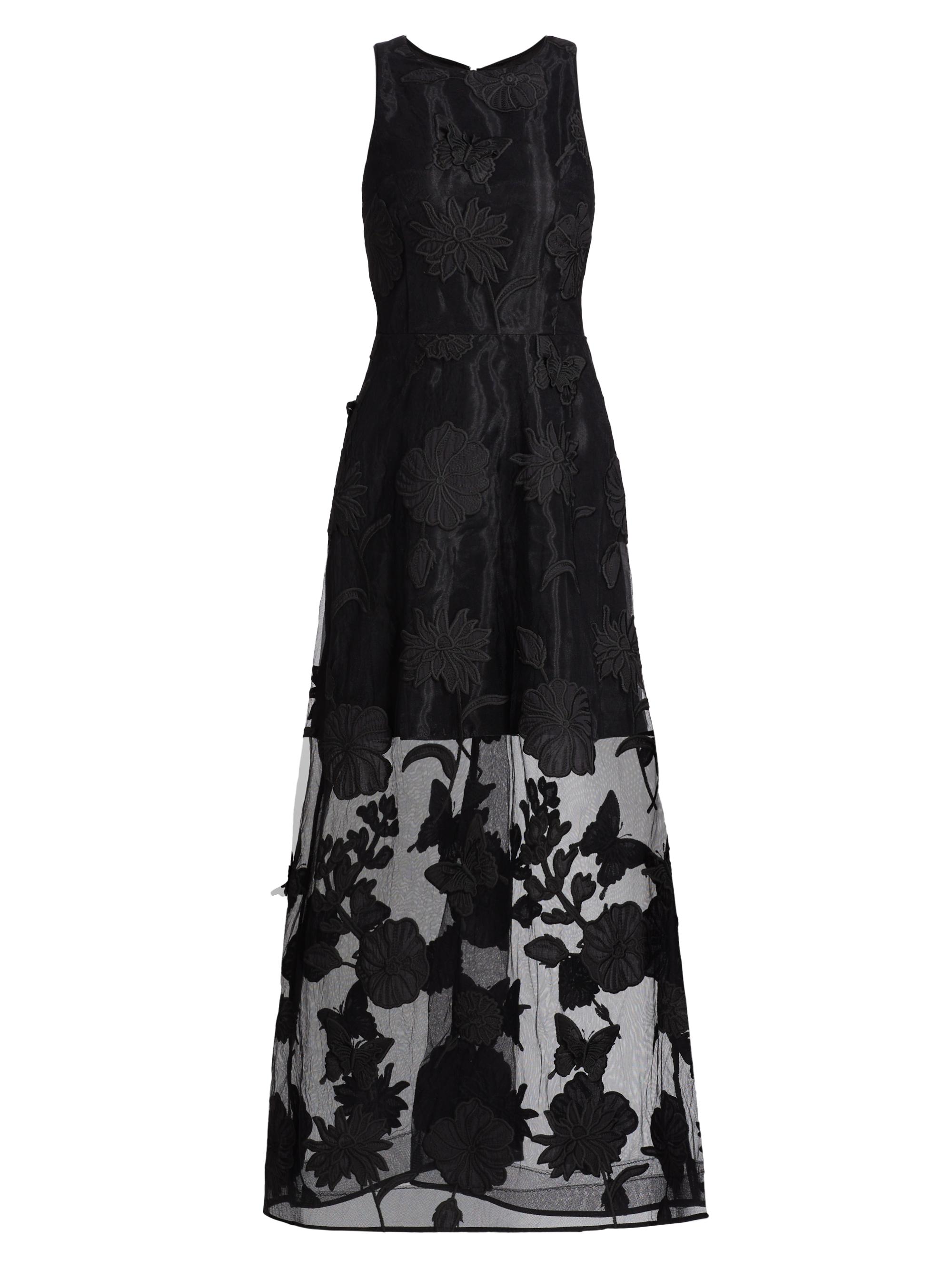 Milly Women's Hannah Embroidered Organza Maxi Dress - Black