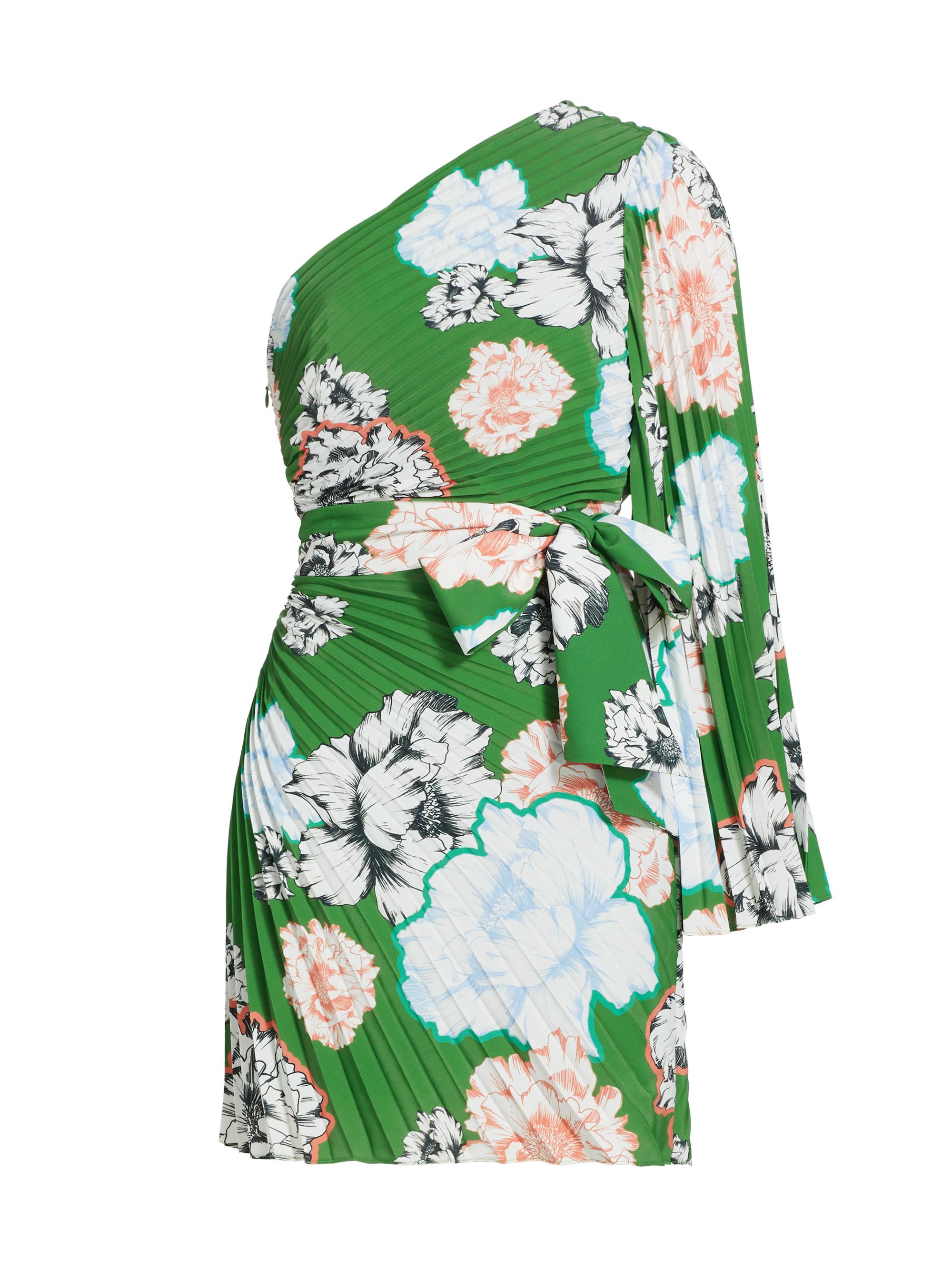 Milly Women's Linden Petals In Bloom One-Shoulder Dress - Green Multi
