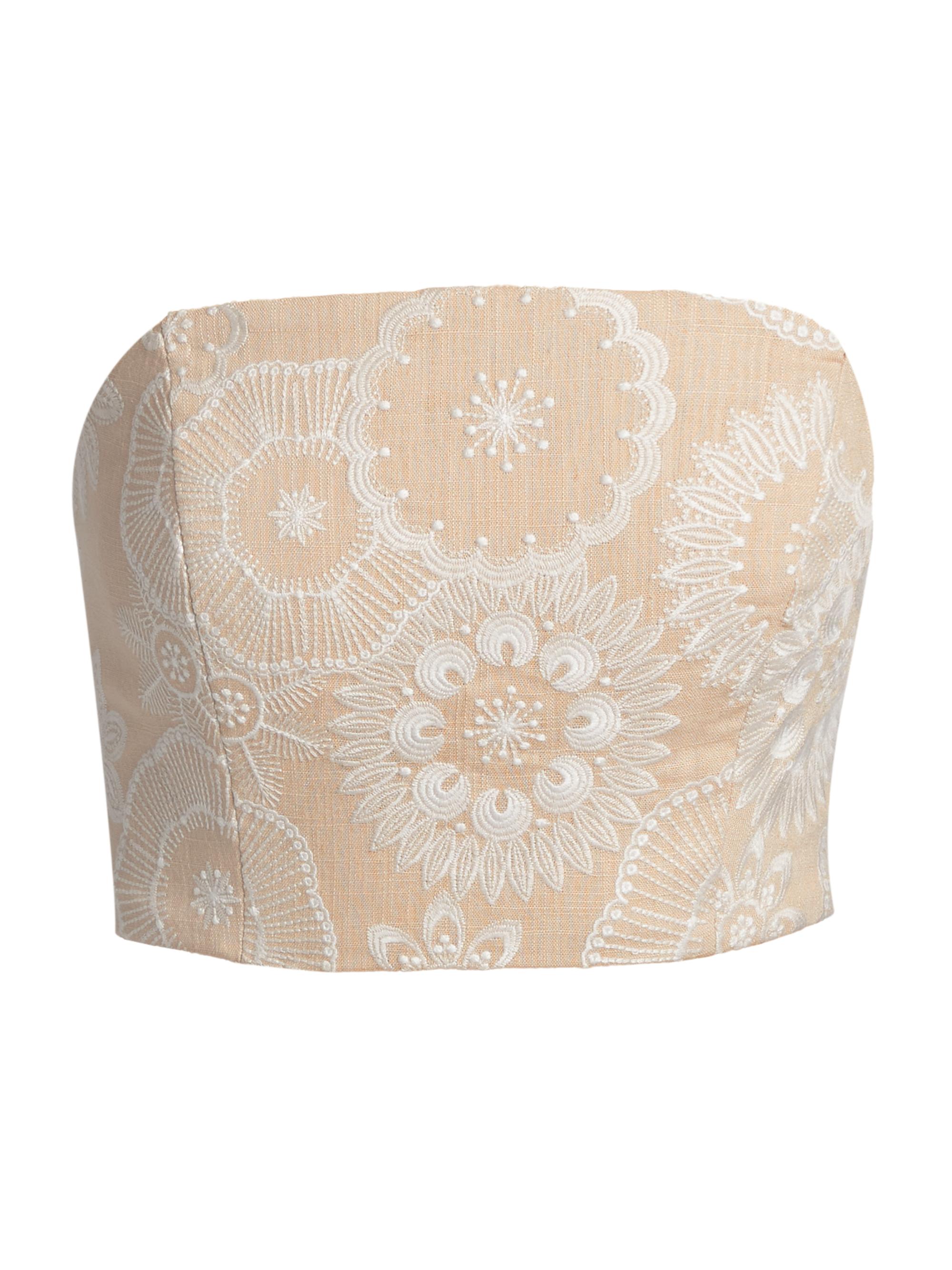 Milly Women's Embroidered Crop Top - Natural Ecru