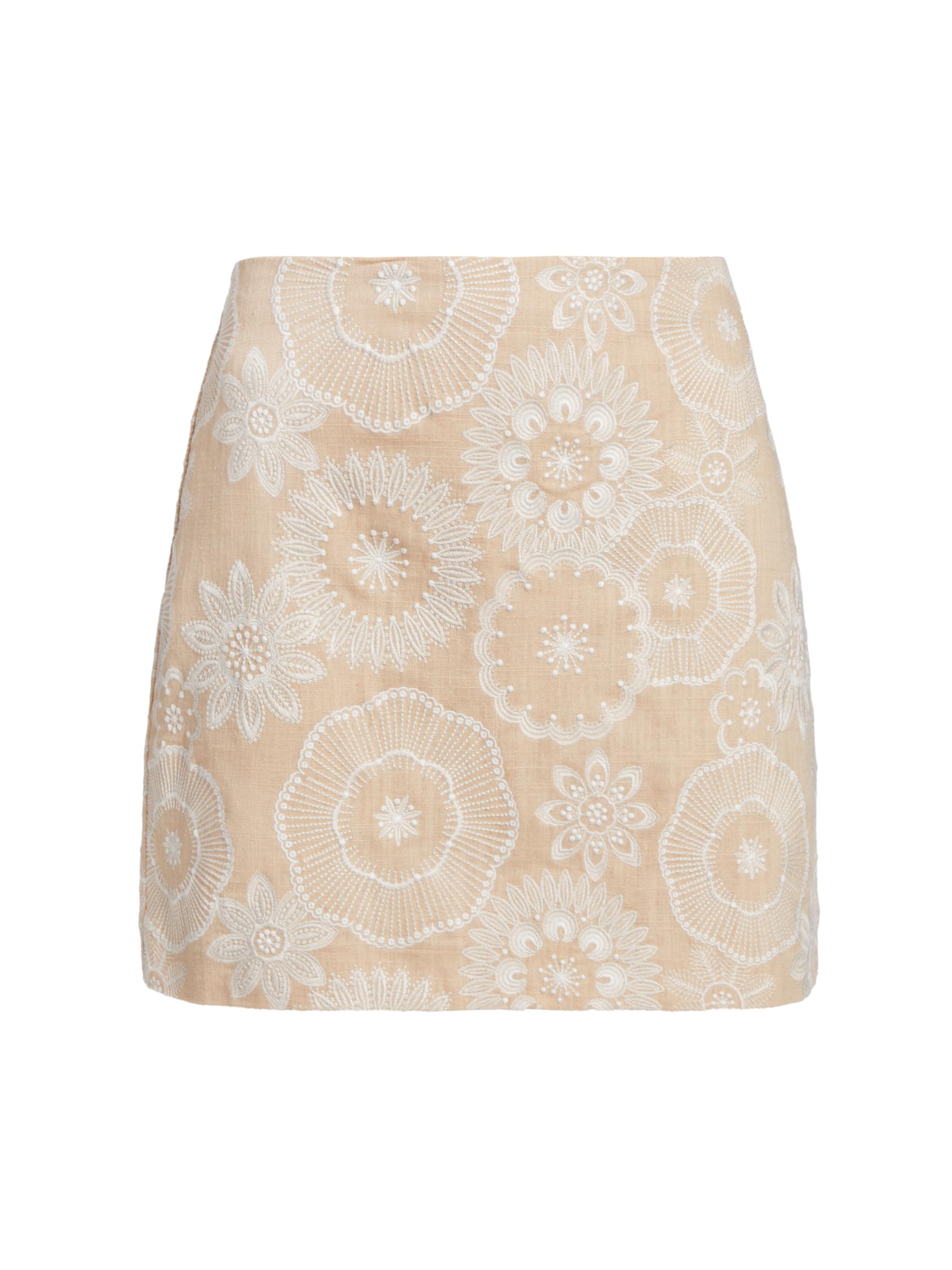 Milly Women's Embroidered Miniskirt - Natural Ecru