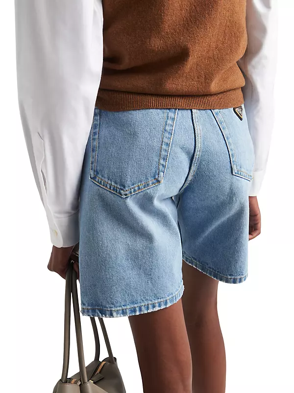 Wool bermuda shorts / Blue knee length bermudas / High waist / Winter shorts  with boots
