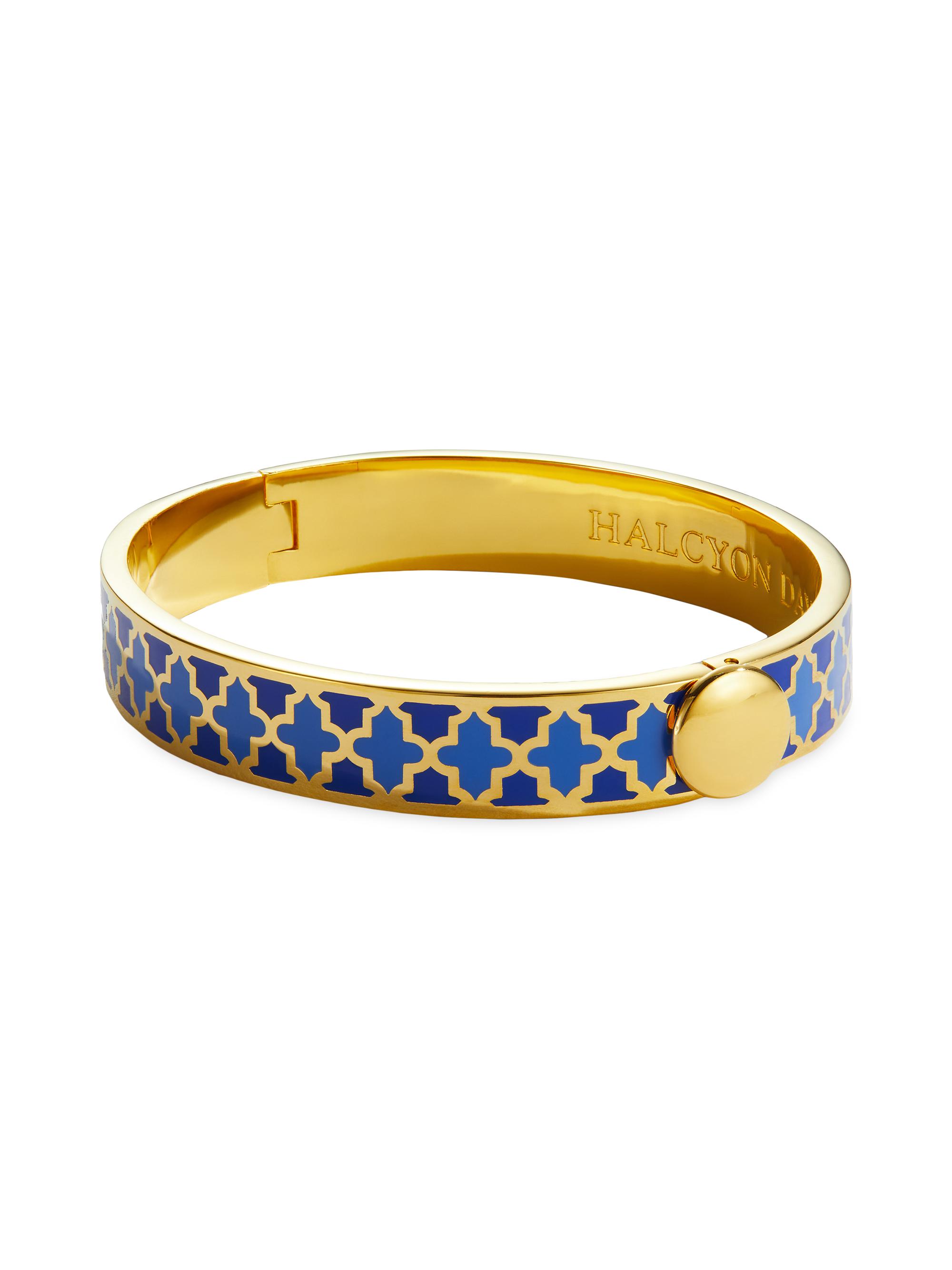 Halcyon Days Women's Agama 18K Gold-Plated Hinged Bangle Bracelet - Cobalt Blue Bell