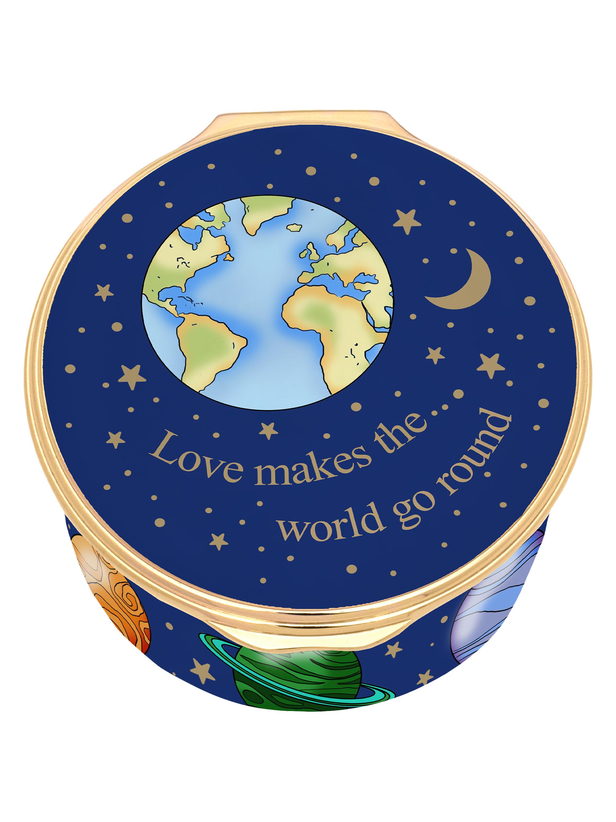 Halcyon Days Love Makes the World Go Round Enamel Box