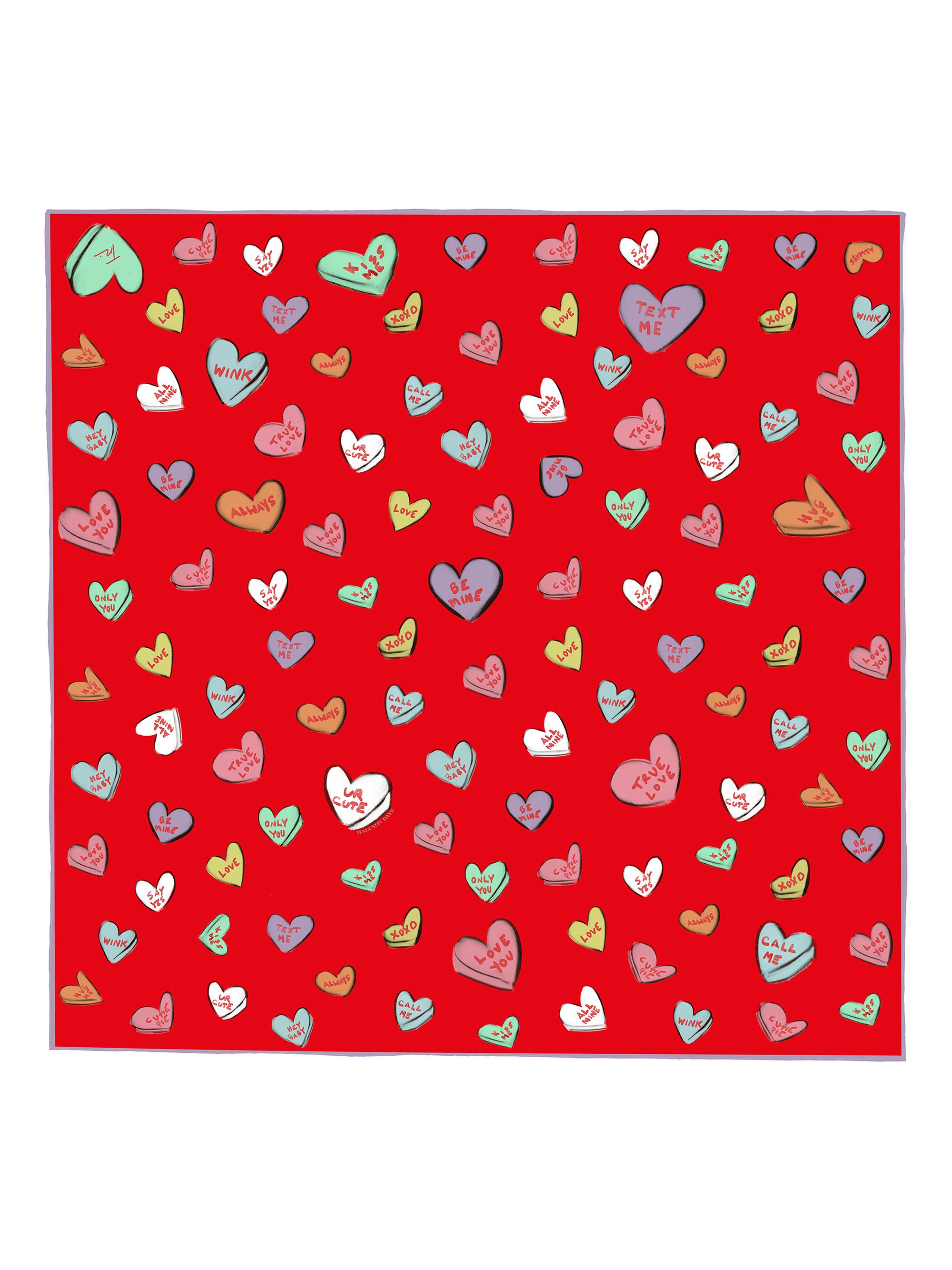 Halcyon Days Women's Love Hearts Silk Scarf