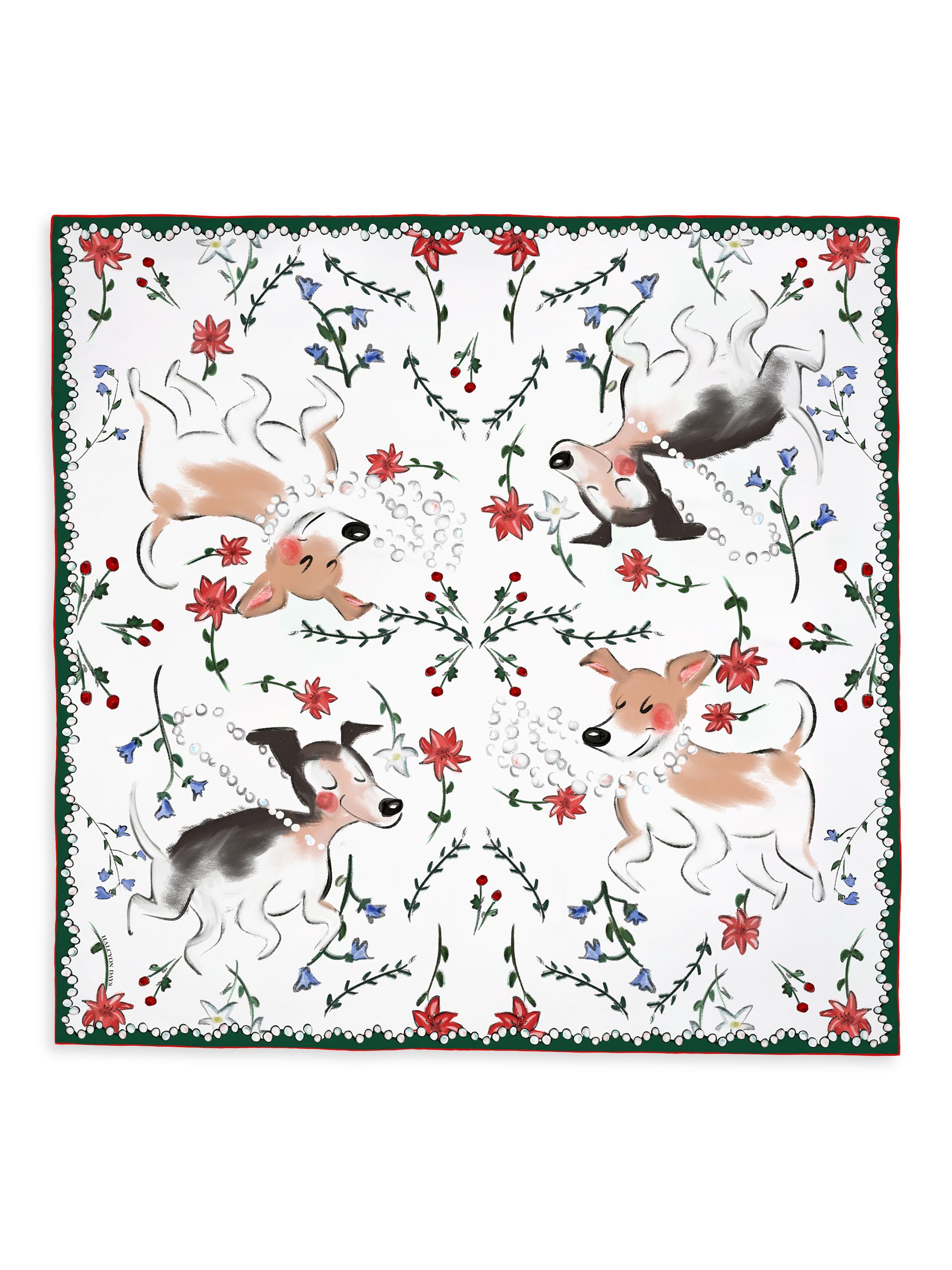 Halcyon Days Silk Fashion Scarves  18"X18" Fashion Silk Scarf Girls In Pearls