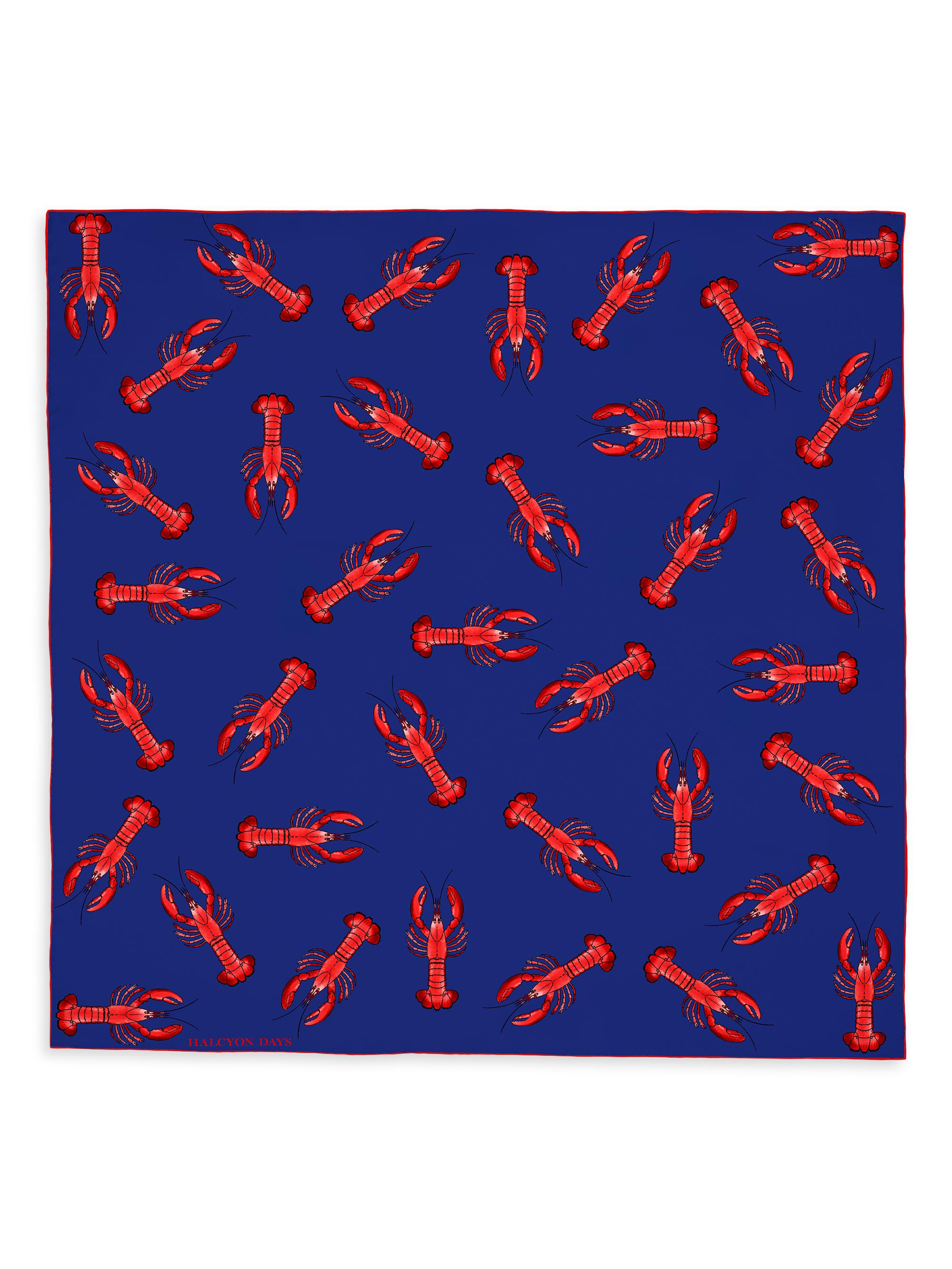 Halcyon Days Women's Silk Fashion Scarves  18"X 18" Fashion Silk Scarf Lobster
