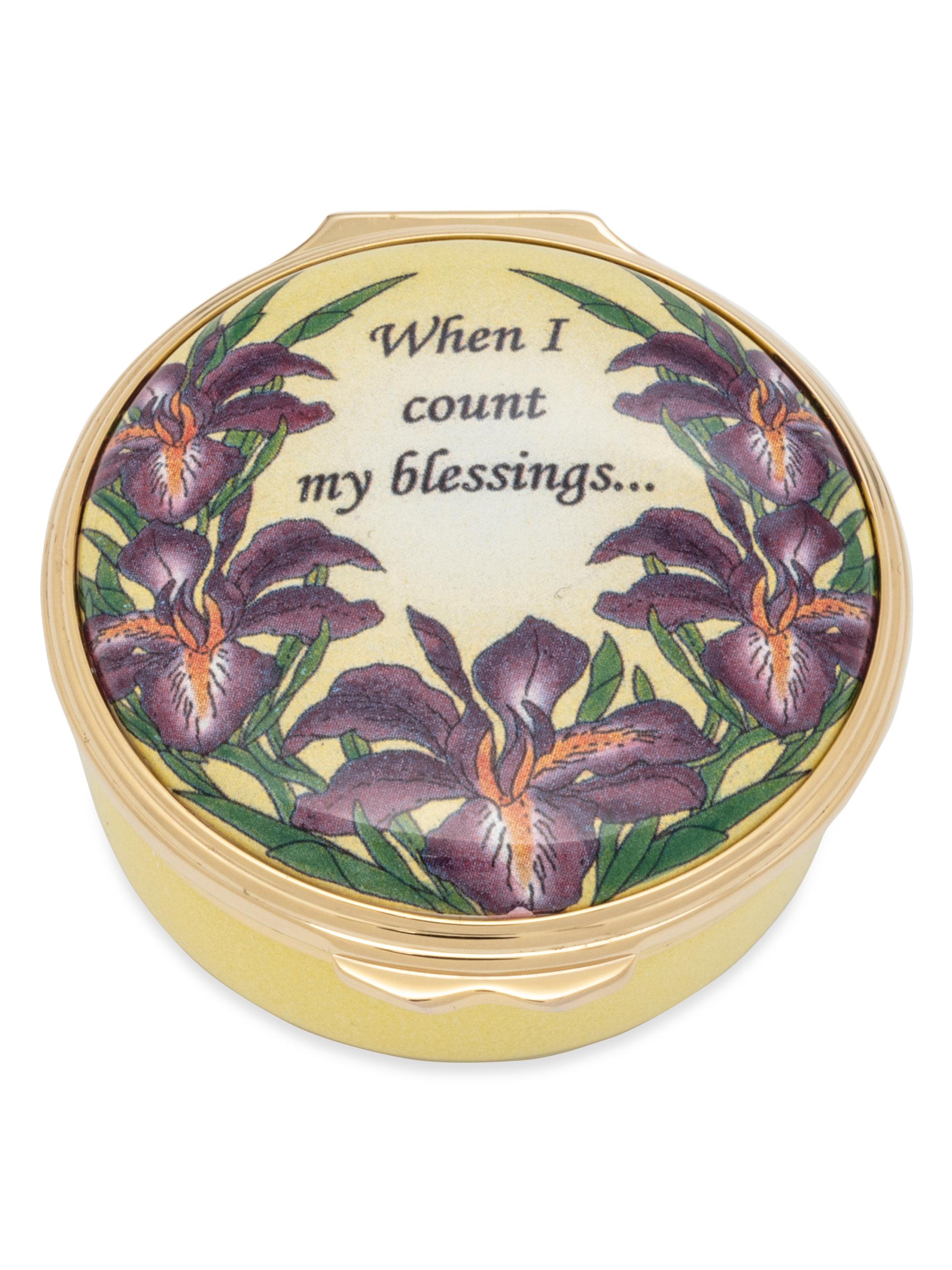 Halcyon Days Enamel Occasion Boxes  When I Count My Blessings Enamel Box