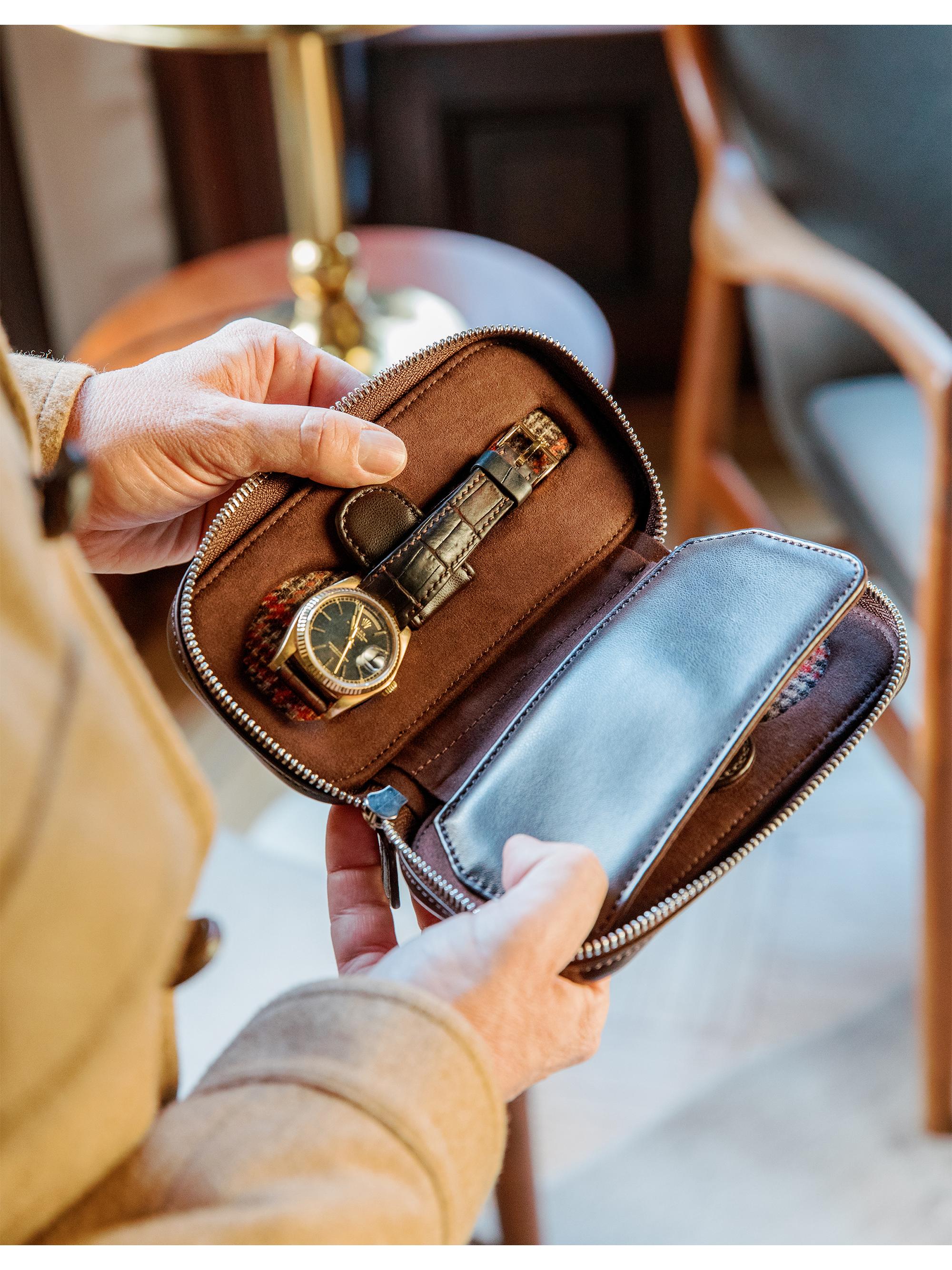 Wolf WOLF x WM Brown 2-Piece Watch Zip Storage Case | Saks Fifth