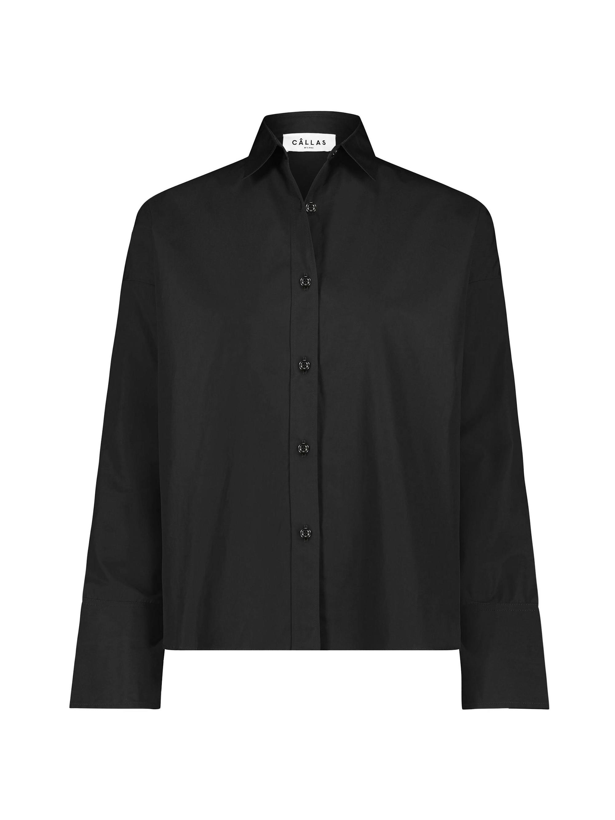 Callas Milano Women's Sirene - Poplin Shirt Venice Print Scarf Back - Blue Black