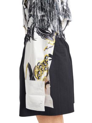 Prada floral-print fringed cotton shirt - Black