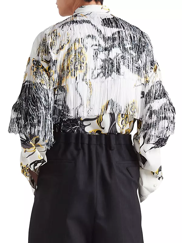 Shop Prada Printed Cotton Shirt with Fringe | Saks Fifth Avenue