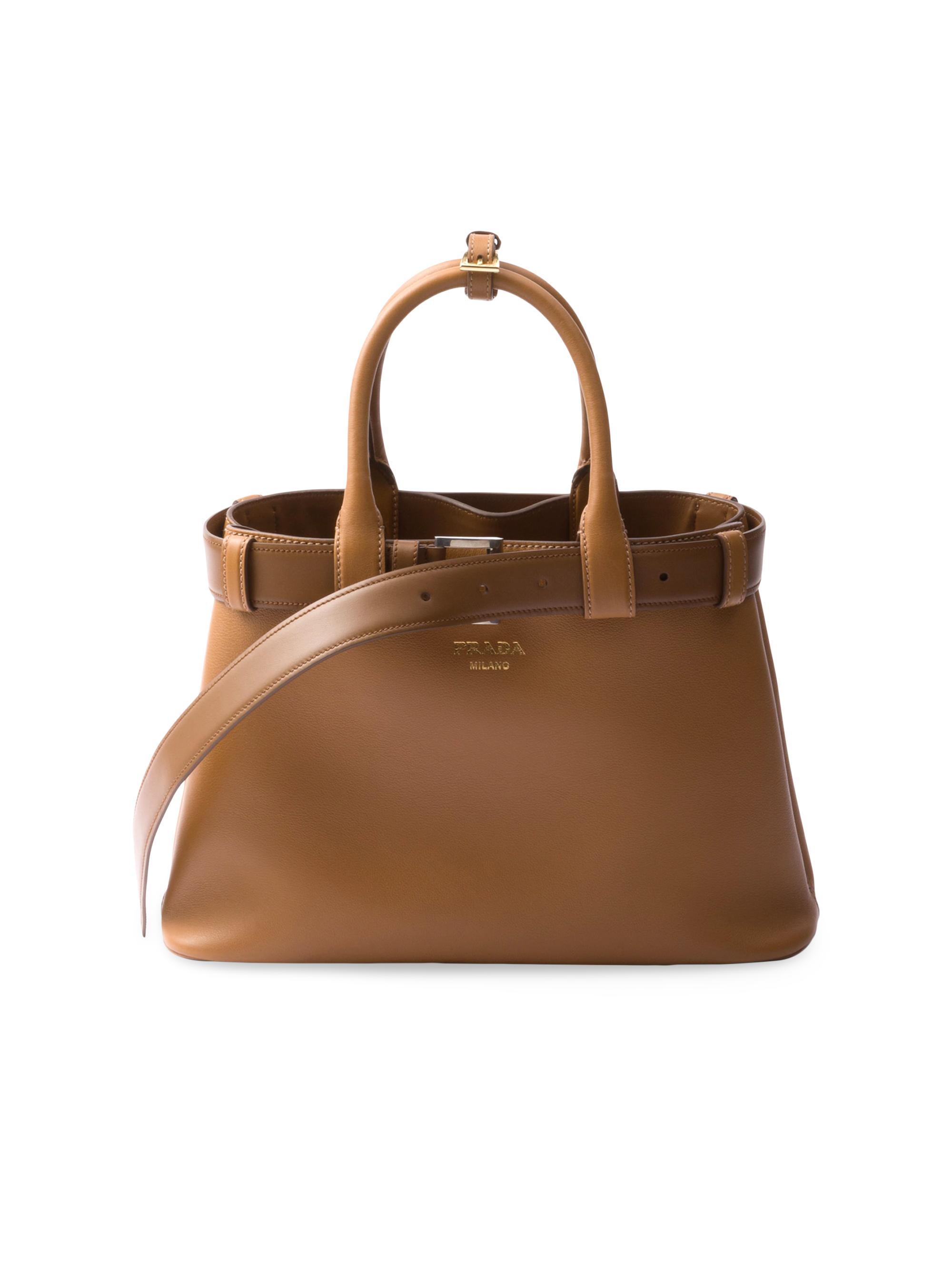 Prada Large Leather Tote Bag with Zipper Closure | Saks
