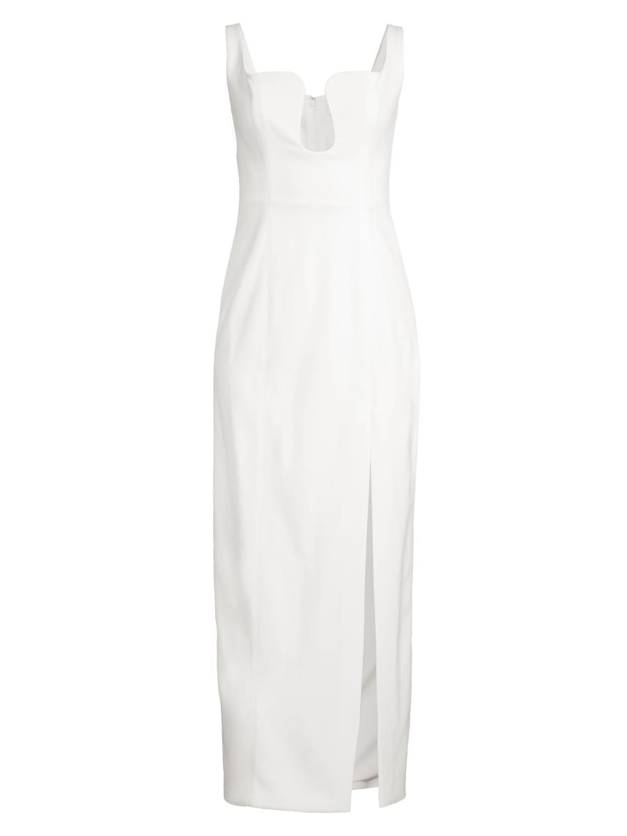 Misha Franka Bonded Crêpe Notch Midi-Dress | Saks Fifth Avenue