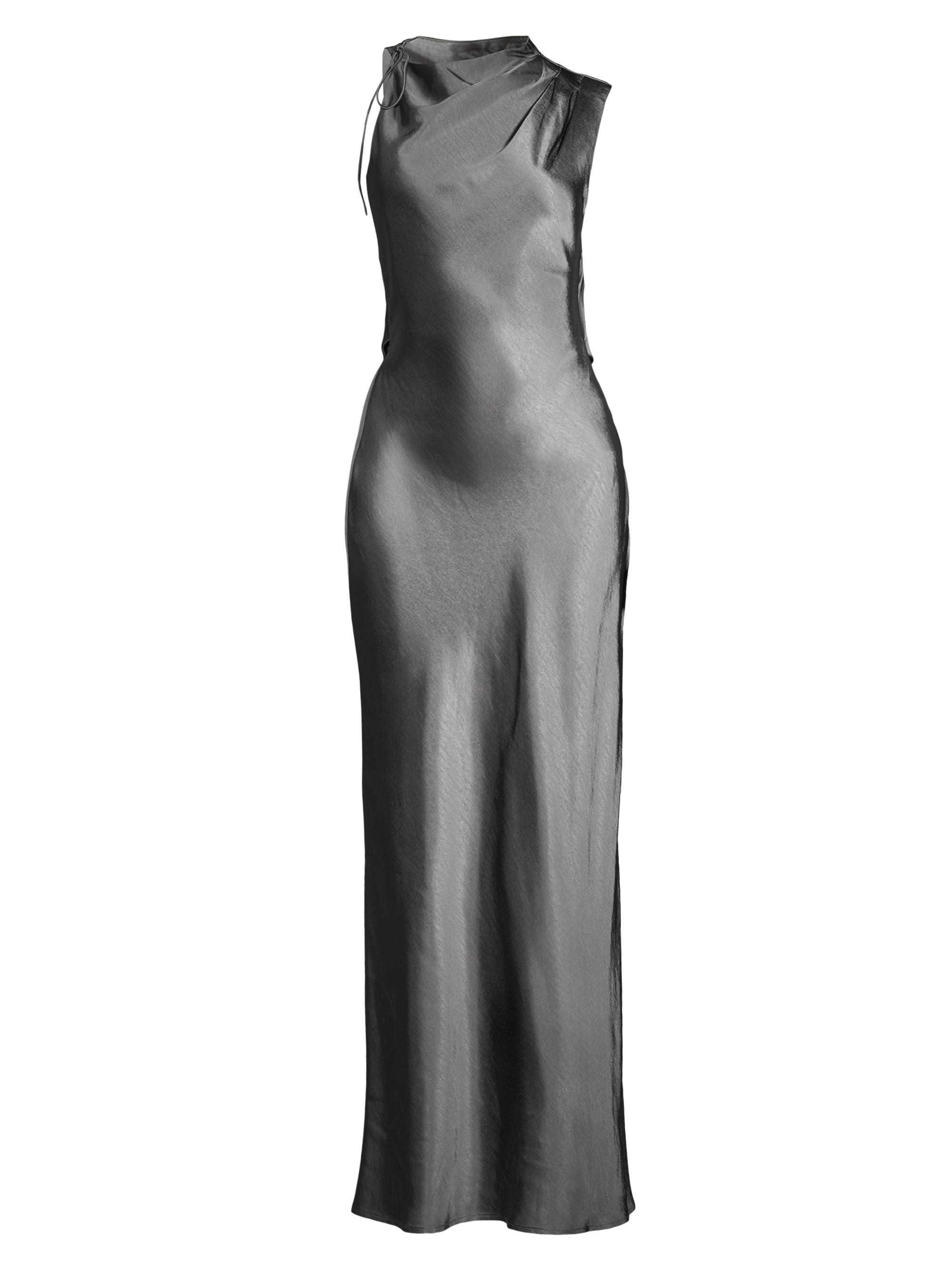 Misha Women's Santana Metallic Asymmetric Gown - Pewter