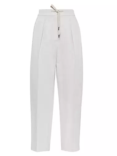 Brunello Cuccinelli Silk Beige Jugged Trousers Women Pants Size 44 US 8 NWT  €830