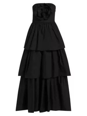 As It May Women's Azura Floral Appliqué Strapless Cocktail Dress - Black