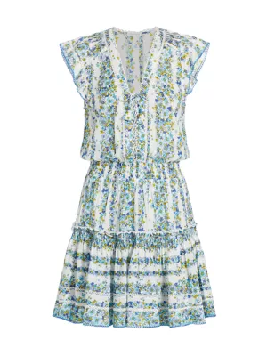 Poupette St Barth Women's Anais Floral Minidress - Blue Waves Flowers