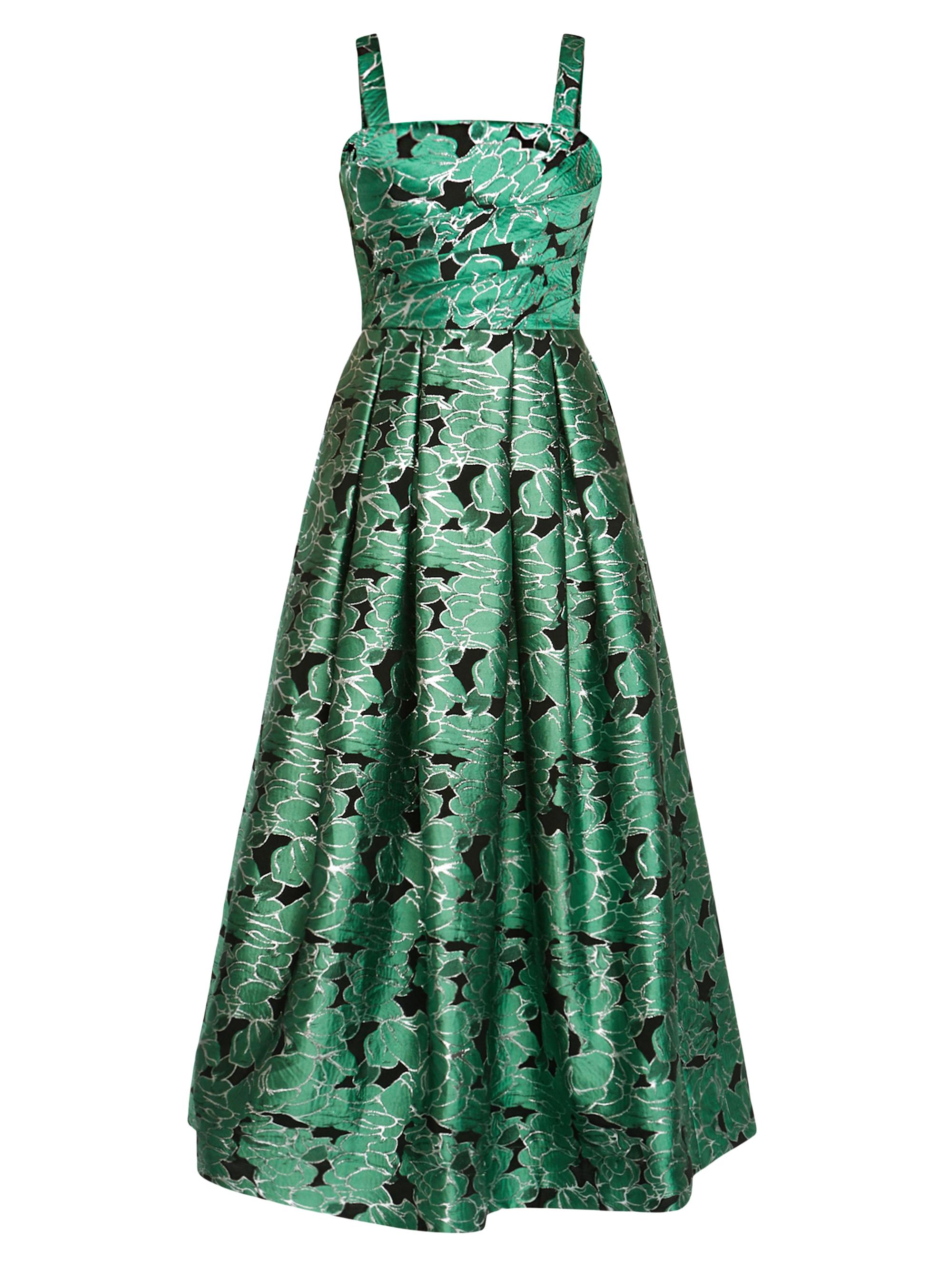 Zac Posen Women's Floral Jacquard A-Line Midi-Dress - Black And Green Print
