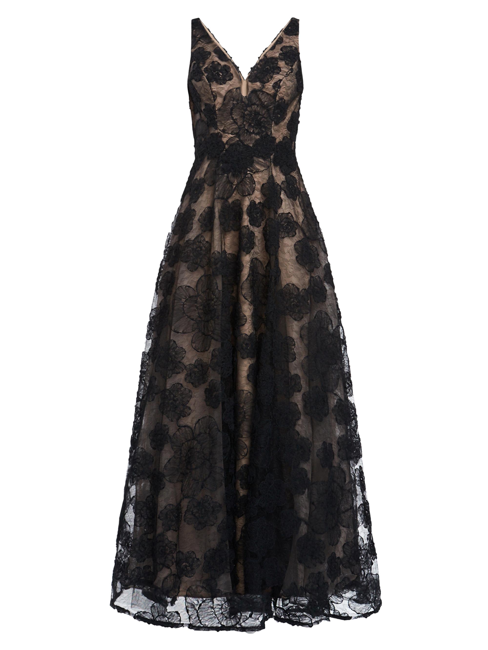 Zac Posen Women's Floral Lace A-Line Gown - Black