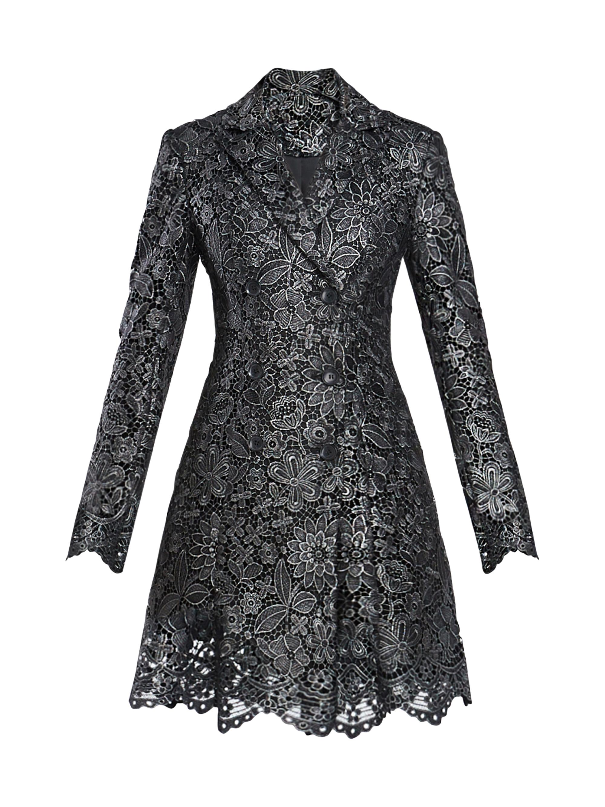 Zac Posen Women's Metallic Lace Blazer Dress - Gunmetal